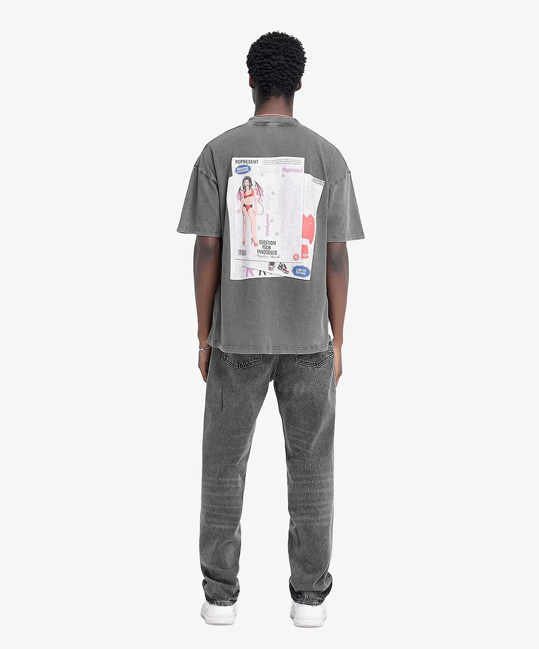 REPRESENT | QUESTION YOUR INNOCENCE T-SHIRT { VINTAGE GREY - Image 7