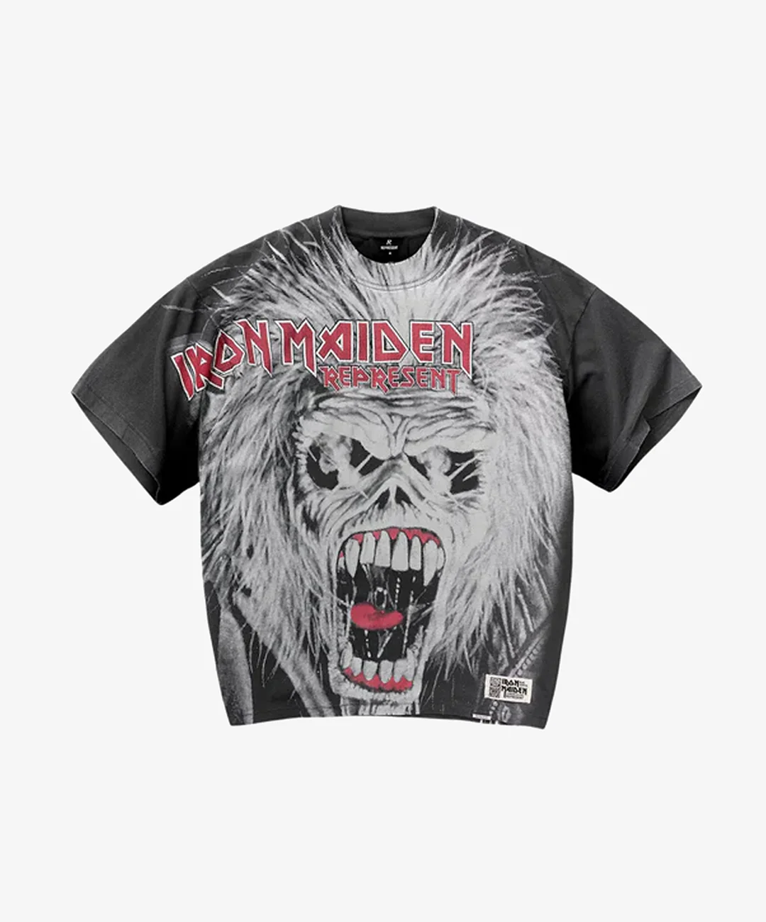 REPRESENT | REPRESENT x IRON MAIDEN BRITISH METAL T-SHIRT { STAINED BLACK - Image 3