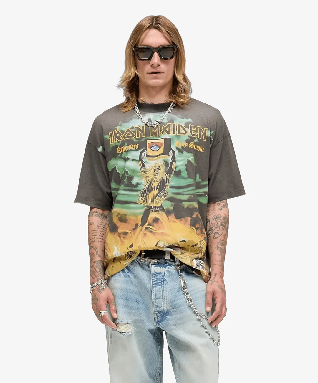 REPRESENT | REPRESENT x IRON MAIDEN HOLY SMOKE T-SHIRT { SUNFADE GREY