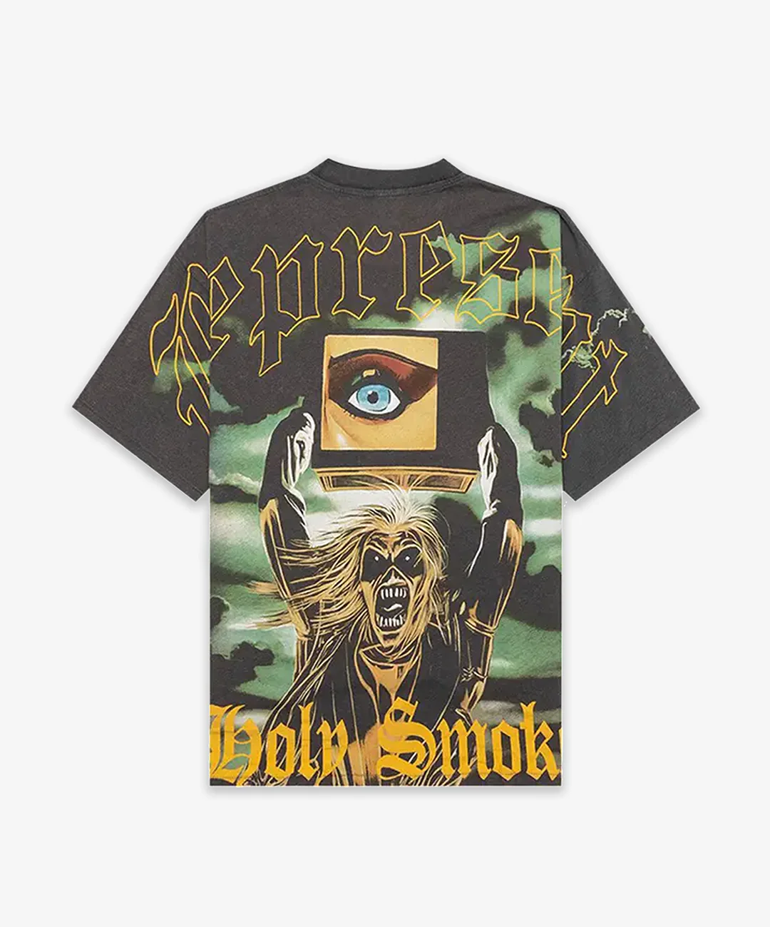 REPRESENT | REPRESENT x IRON MAIDEN HOLY SMOKE T-SHIRT { SUNFADE GREY - Image 4