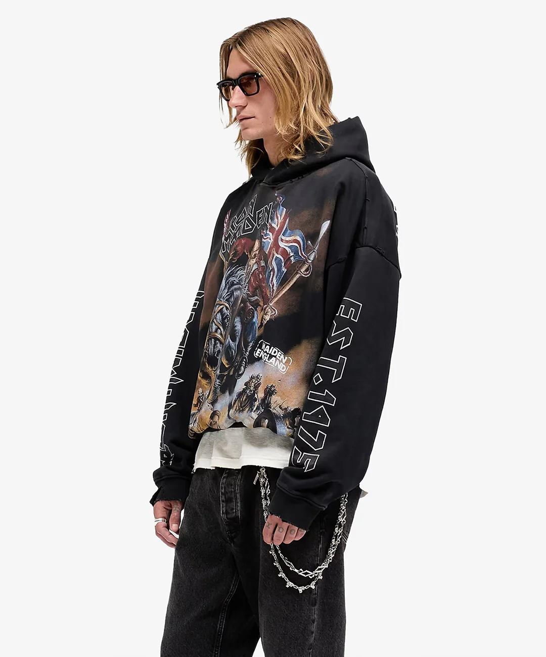 Represent | REPRESENT x IRON MAIDEN STEED HOODIE { STAINED BLACK - Image 2