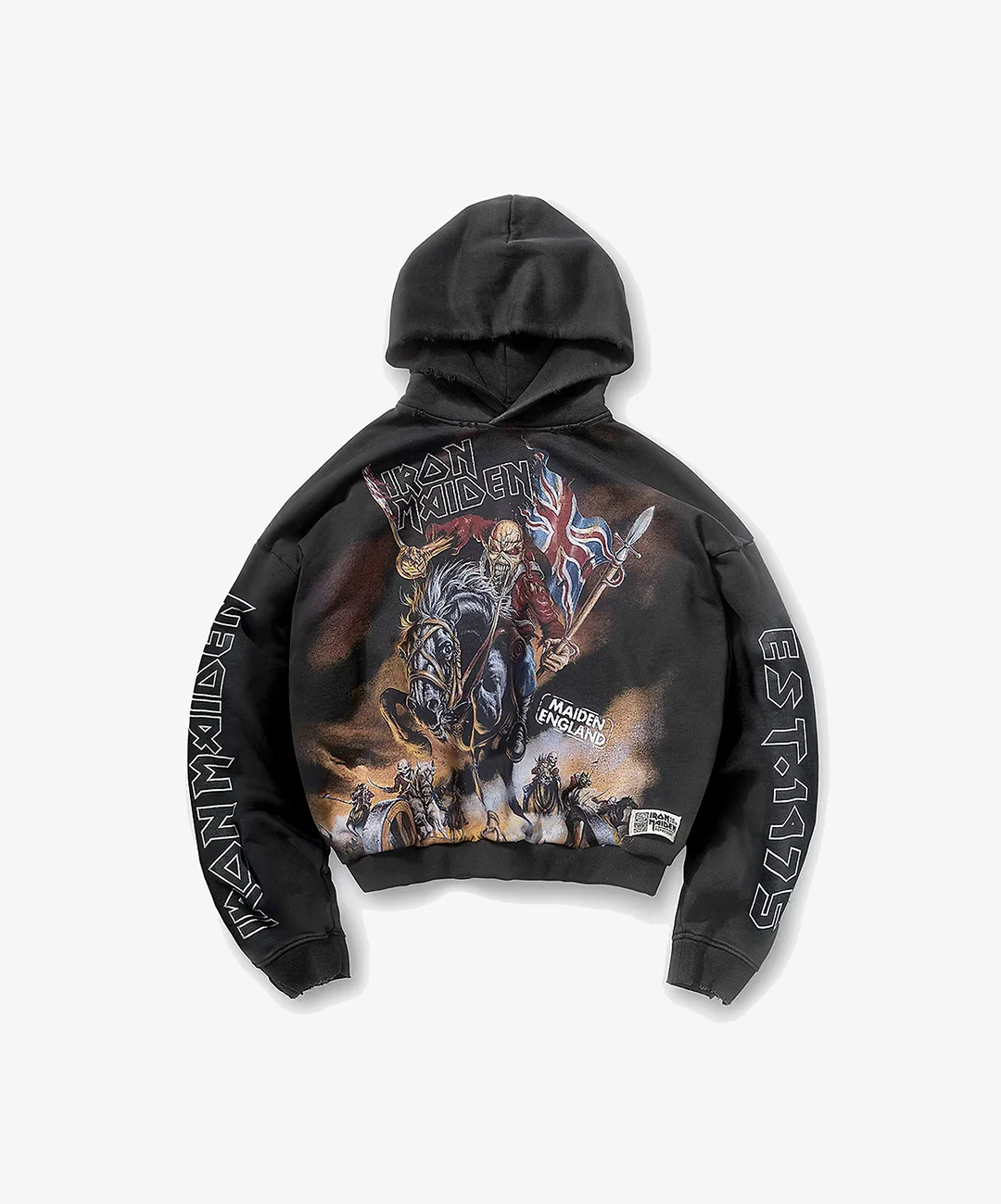 Represent | REPRESENT x IRON MAIDEN STEED HOODIE { STAINED BLACK - Image 4