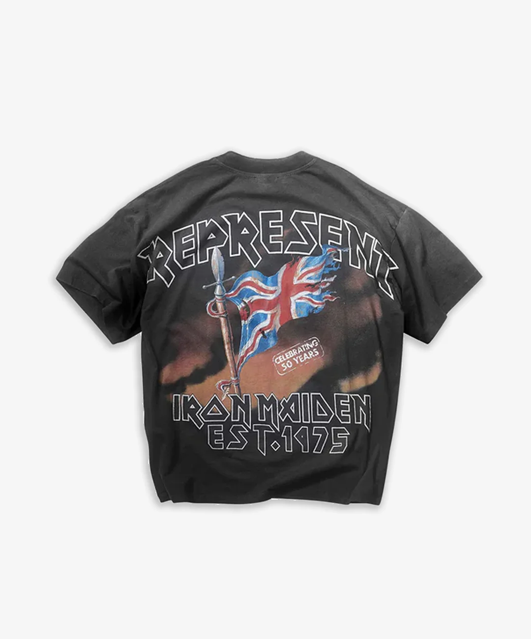 REPRESENT | REPRESENT x IRON MAIDEN STEED T-SHIRT { STAINED BLACK - Image 4