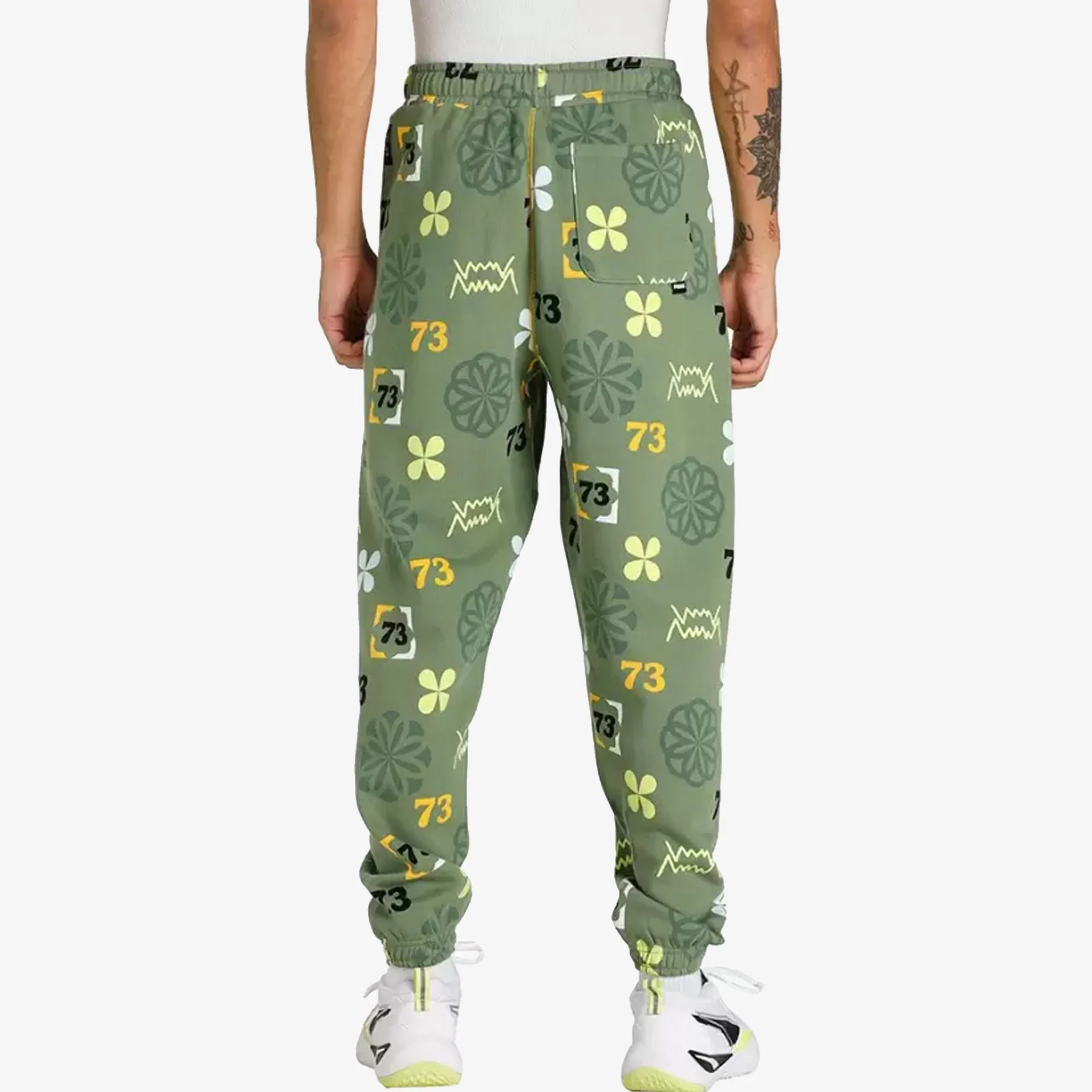 Puma | RUN IT BACK PRINTED BASKETBALL SWEATPANTS { DUSTY GREEN - Image 2