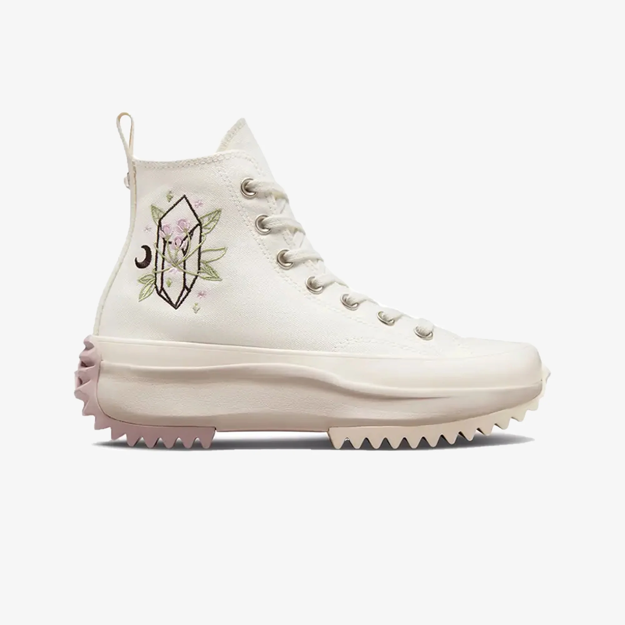 Converse | RUN STAR HIKE PLATFORM EMBROIDERED CRYSTALS { VINTAGE WHITE