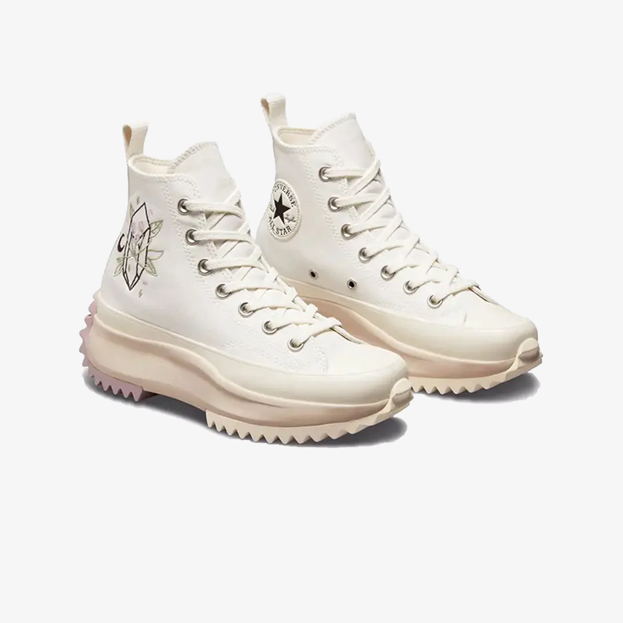 Converse | RUN STAR HIKE PLATFORM EMBROIDERED CRYSTALS { VINTAGE WHITE - Image 2