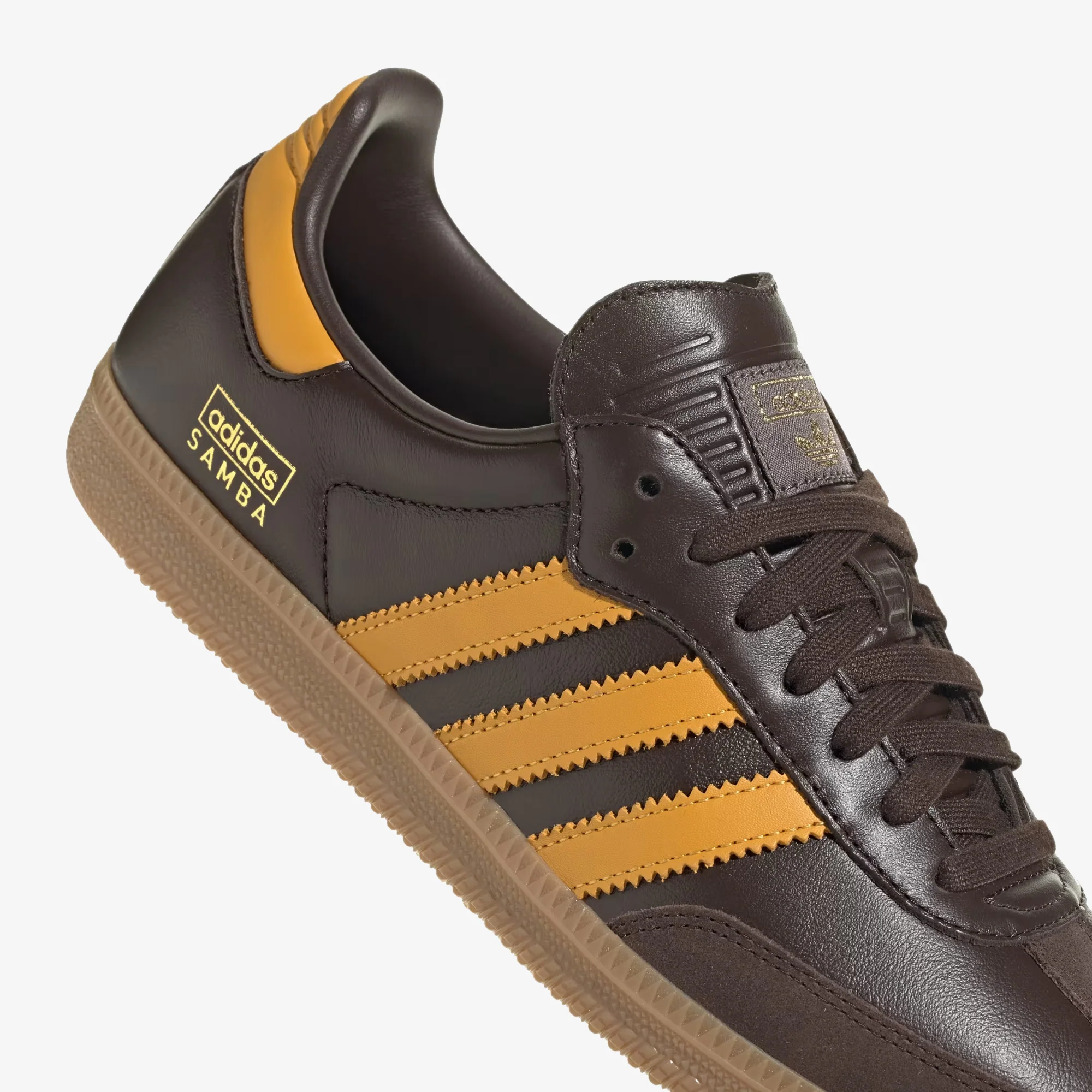 Adidas Originals | SAMBA OG { DARK BROWN/PRELOVED YELLOW F23/GUM - Image 4