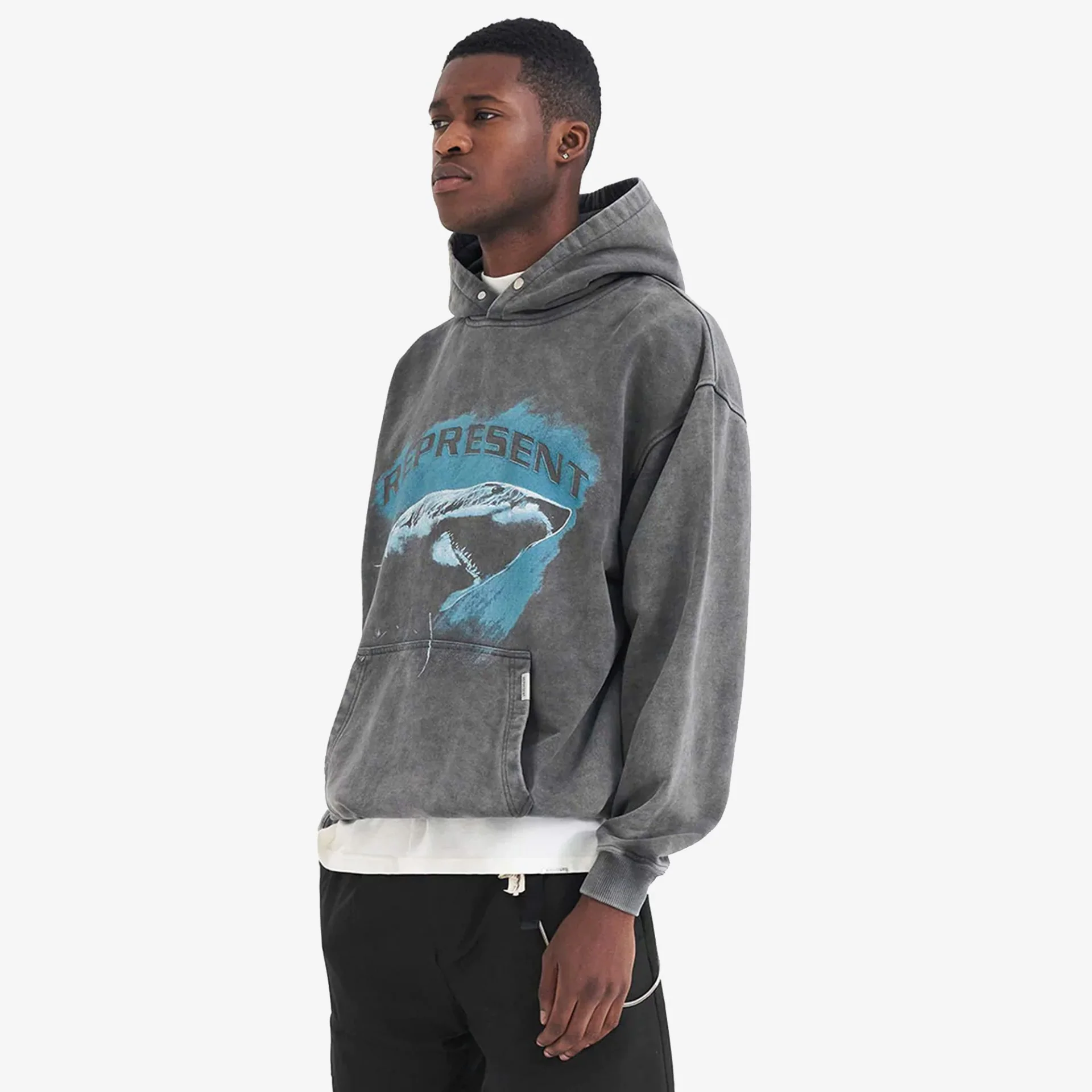 Represent | SHARK HOODIE  { VINTAGE GREY - Image 2