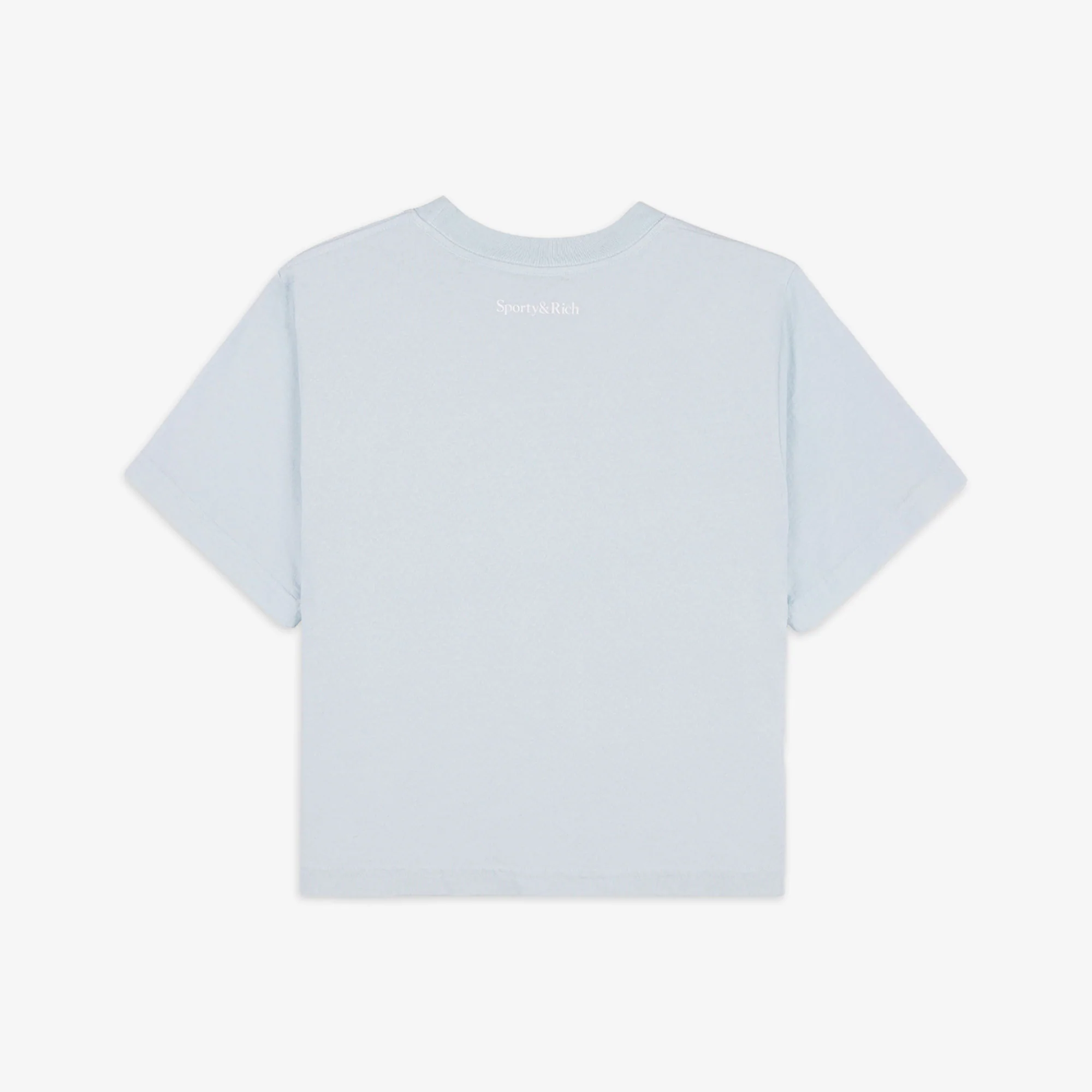 SPORTY & RICH | BE NICE CROPPED T-SHIRT { BABY BLUE/WHITE - Image 2