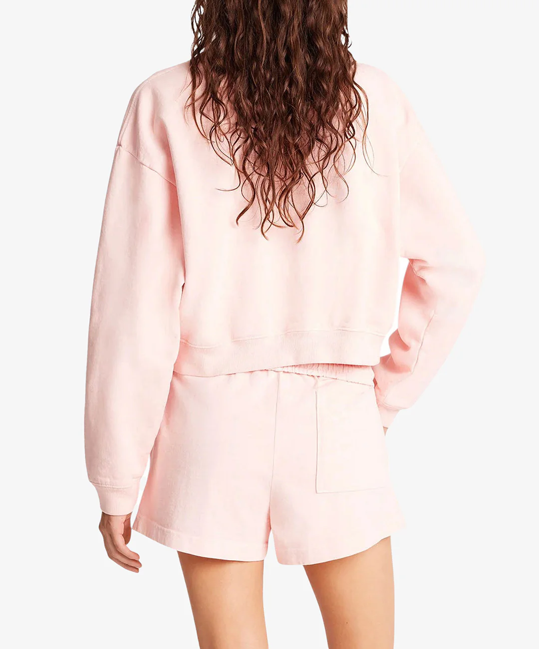 SPORTY & RICH | CALIFORNIA CROPPED CREWNECK { BALLET/WHITE - Image 2