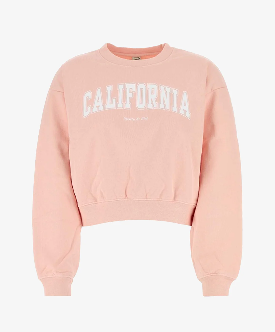 SPORTY & RICH | CALIFORNIA CROPPED CREWNECK { BALLET/WHITE - Image 3