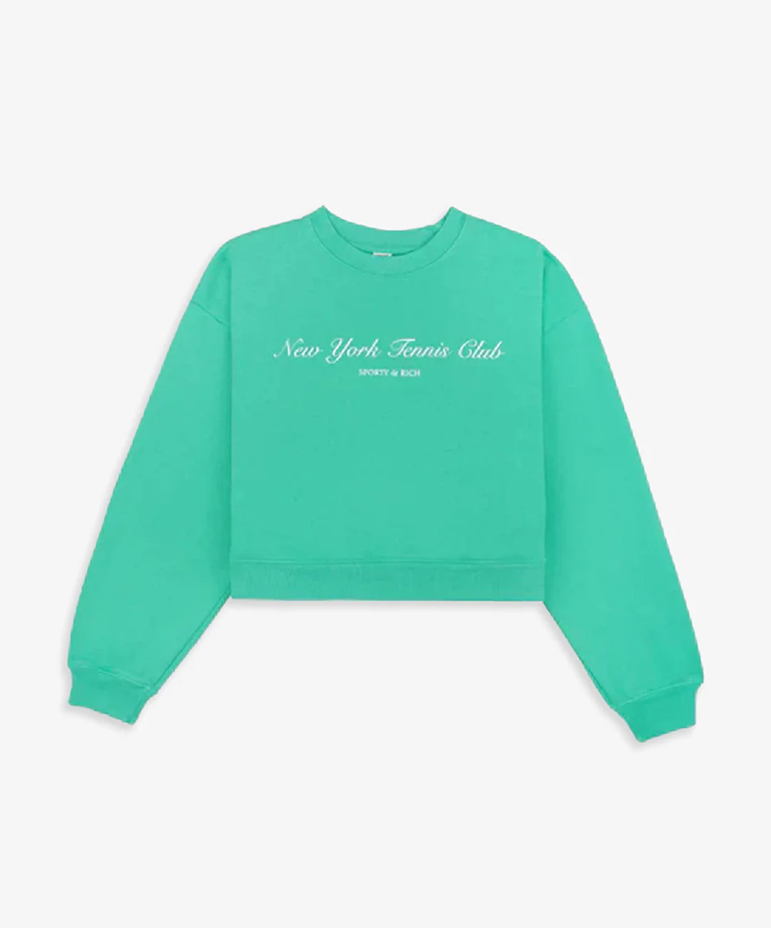 SPORTY & RICH | NY TENNIS CLUB CROPPED CREW NECK CARIBBEAN { GREEN - Image 4