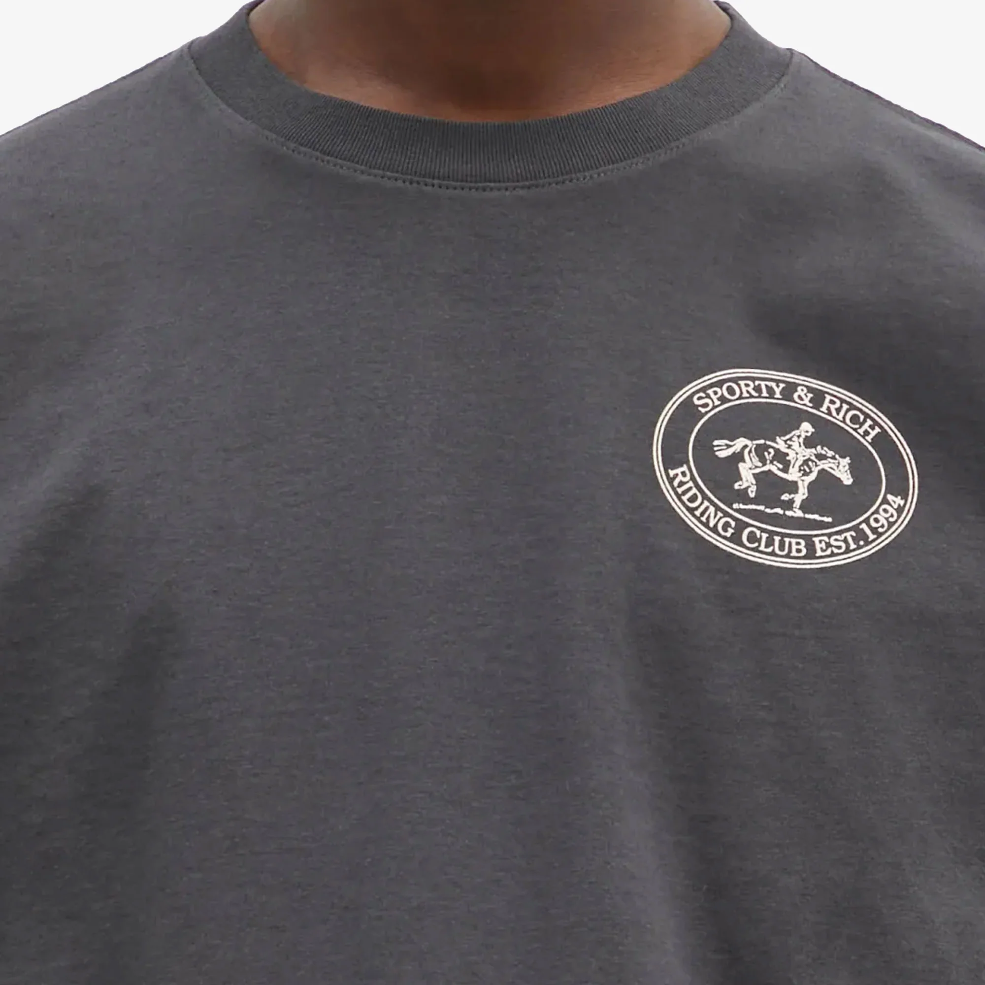 SPORTY & RICH | RIDING CLUB TEE { FADED BLACK - Image 3