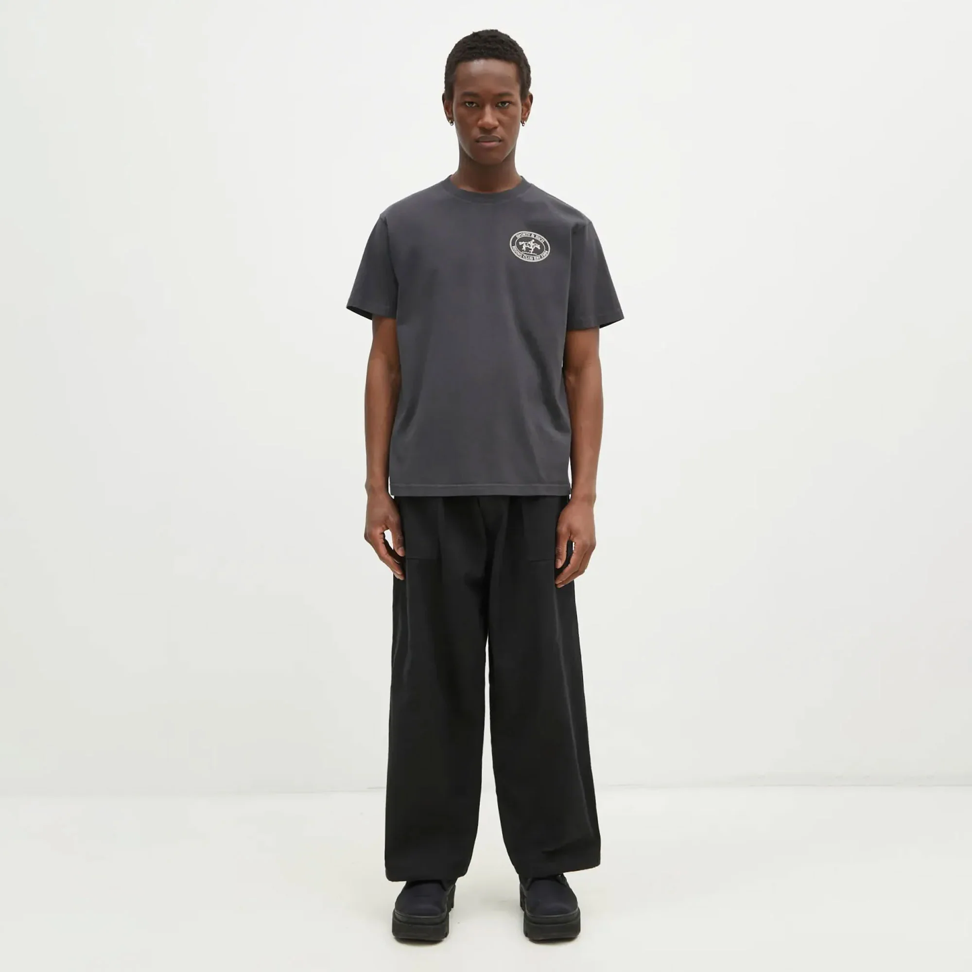 SPORTY & RICH | RIDING CLUB TEE { FADED BLACK - Image 4