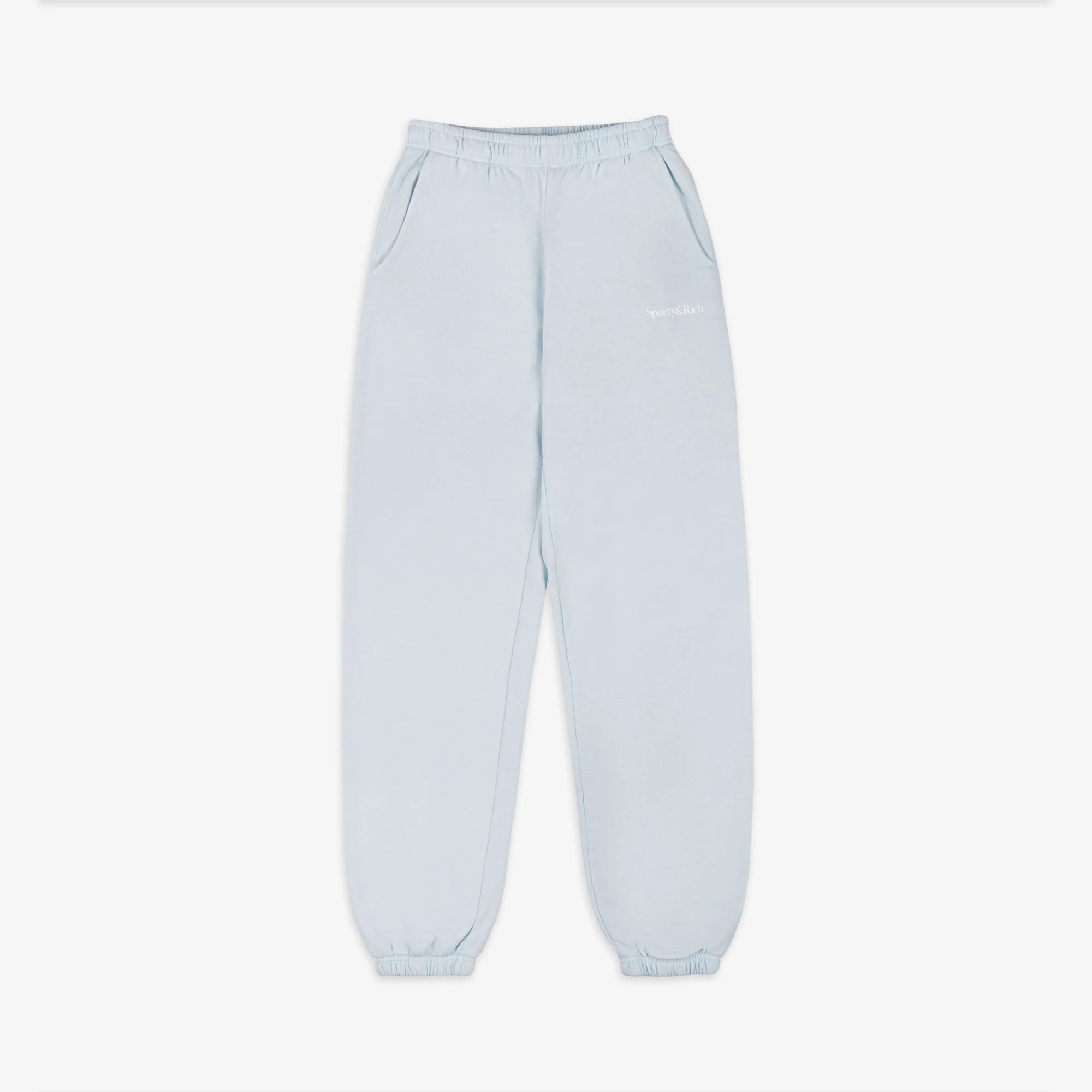 SPORTY & RICH | SERIF LOGO SWEATPANT { BABY BLUE/WHITE