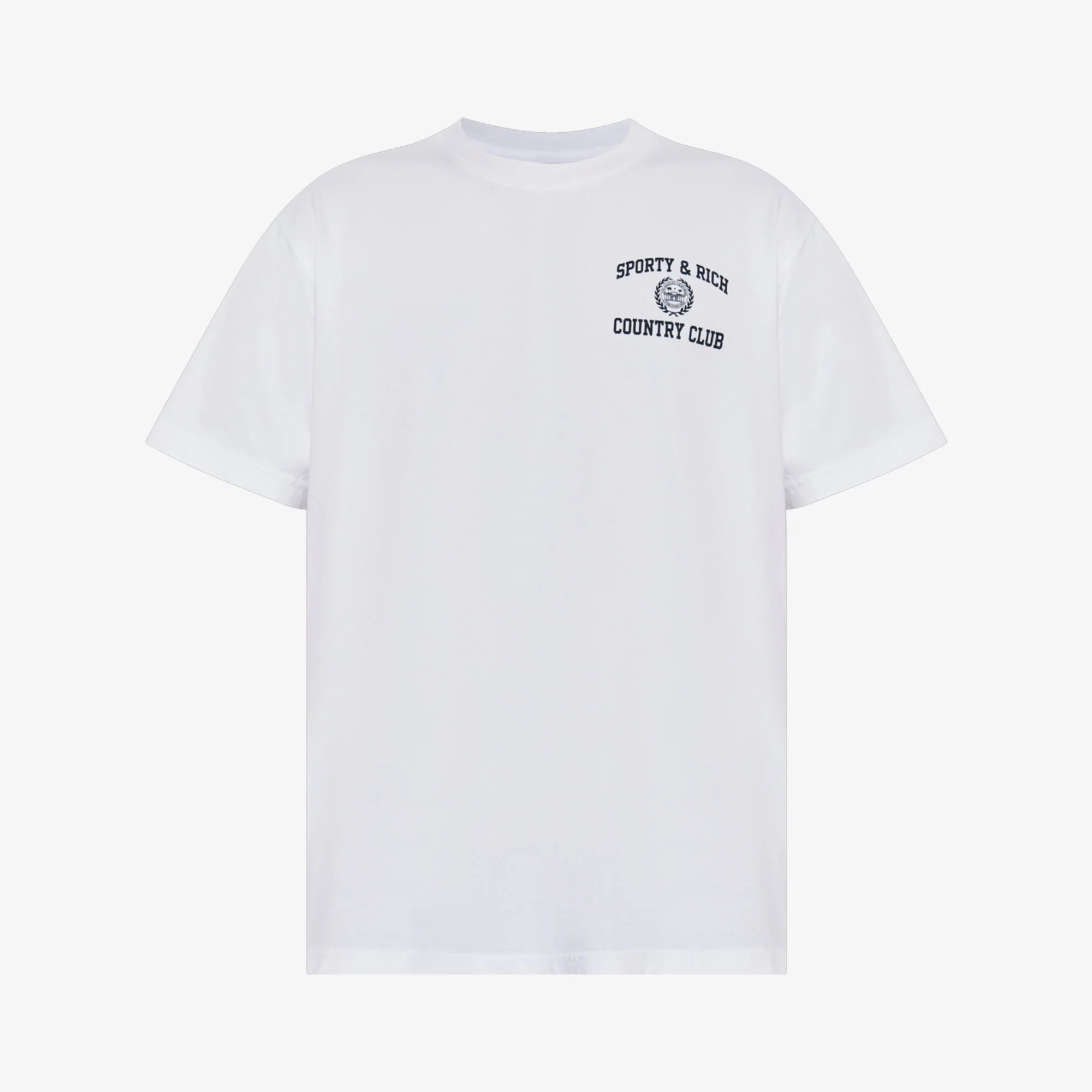 SPORTY & RICH | VARSITY CREST T-SHIRT { WHITE/NAVY