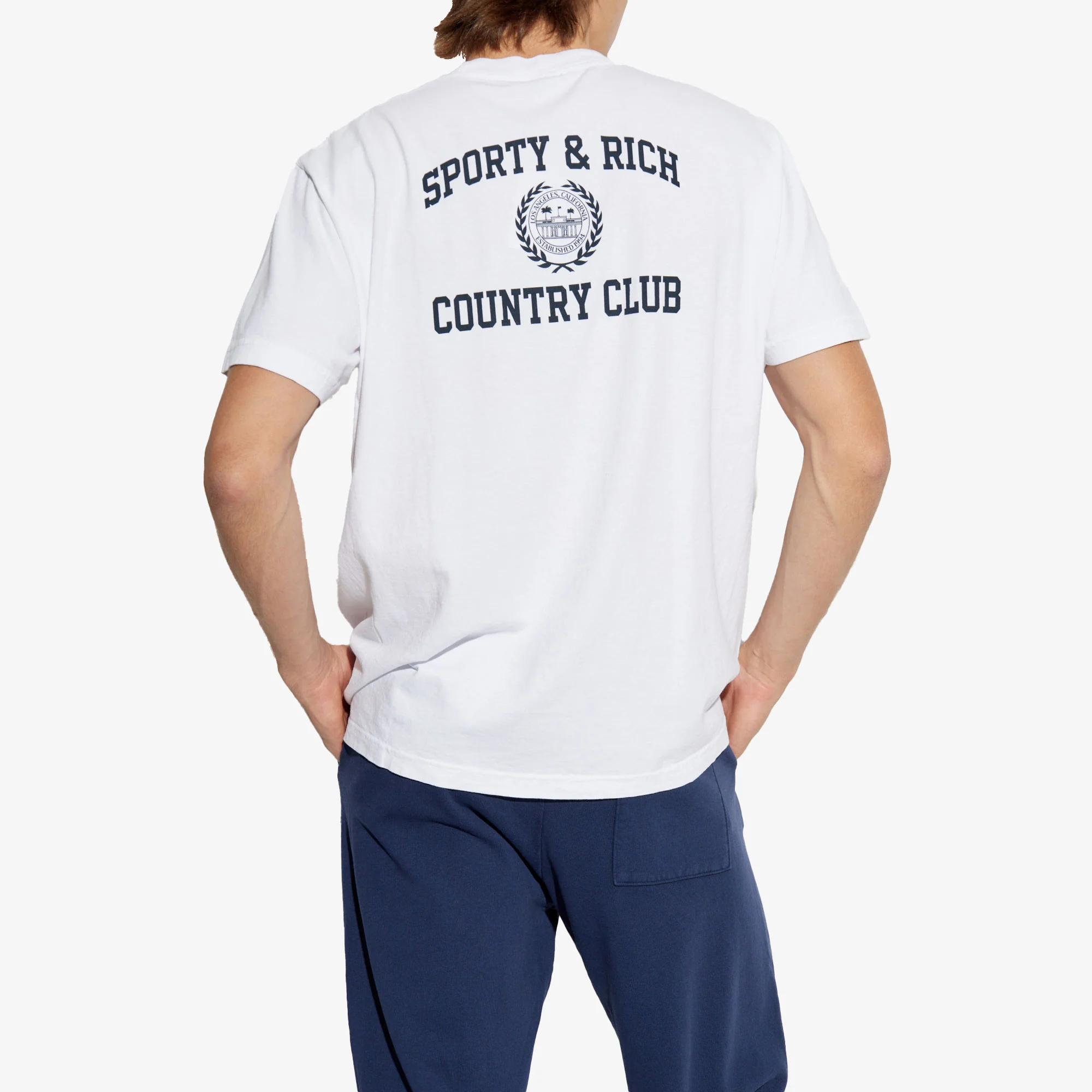SPORTY & RICH | VARSITY CREST T-SHIRT { WHITE/NAVY - Image 3