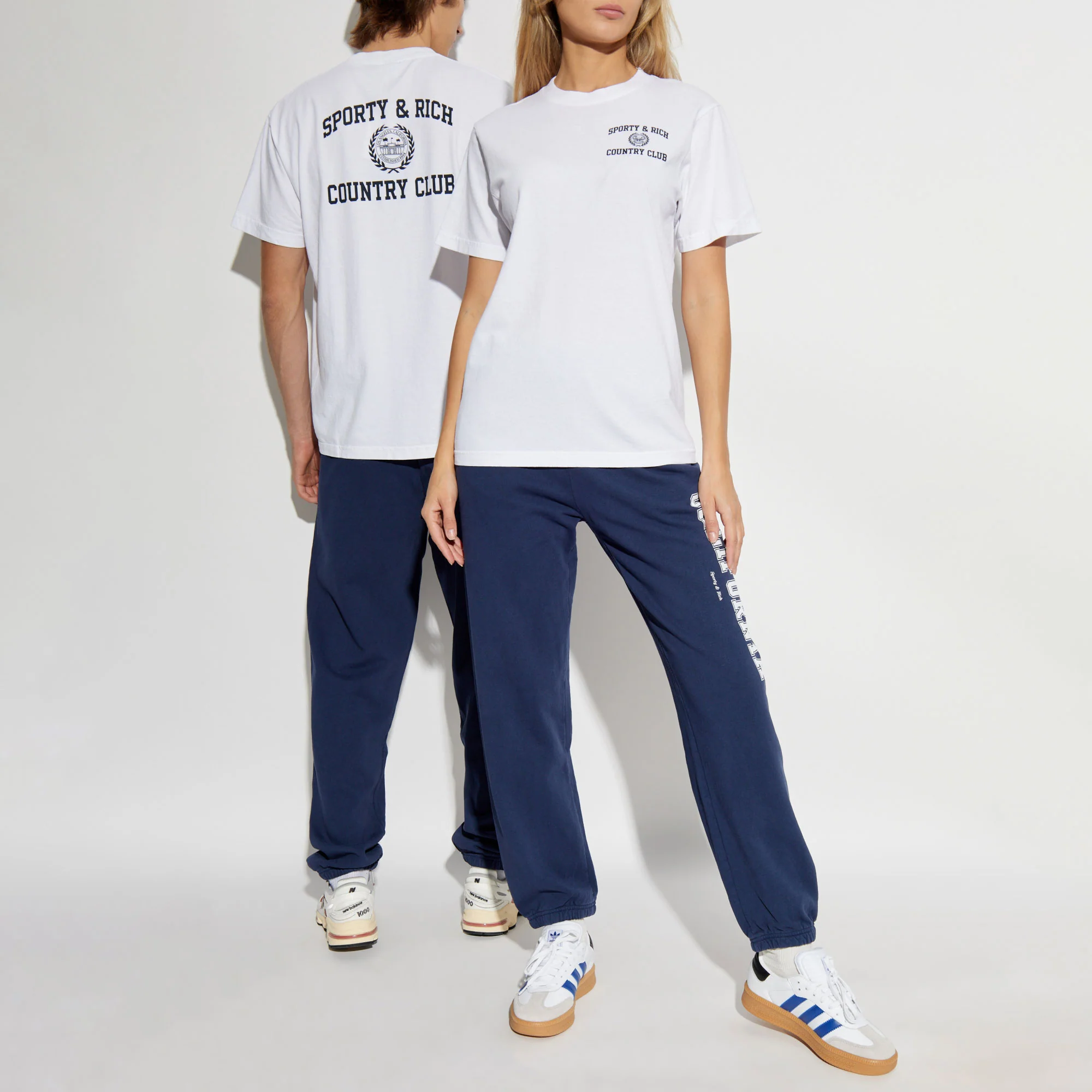 SPORTY & RICH | VARSITY CREST T-SHIRT { WHITE/NAVY - Image 4
