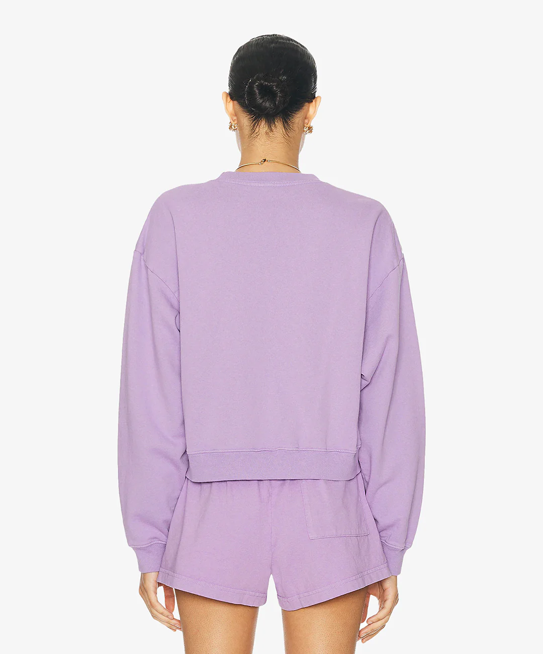 SPORTY & RICH | WELLNESS IVY CROPPED CREWNECK { VIOLET/WHITE - Image 3