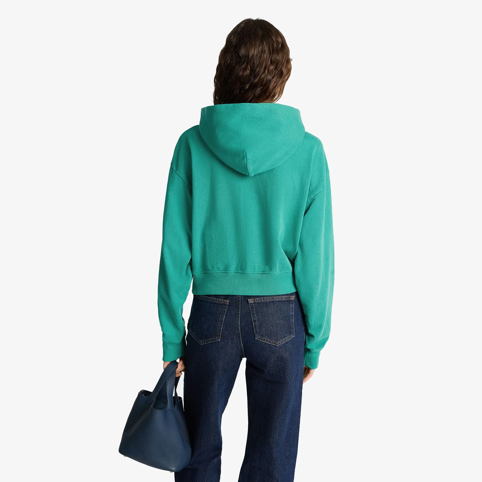 SPORTY & RICH | WELLNESS STUDIO CROPPED HOODIE { SPRING GREEN/WHITE - Image 2