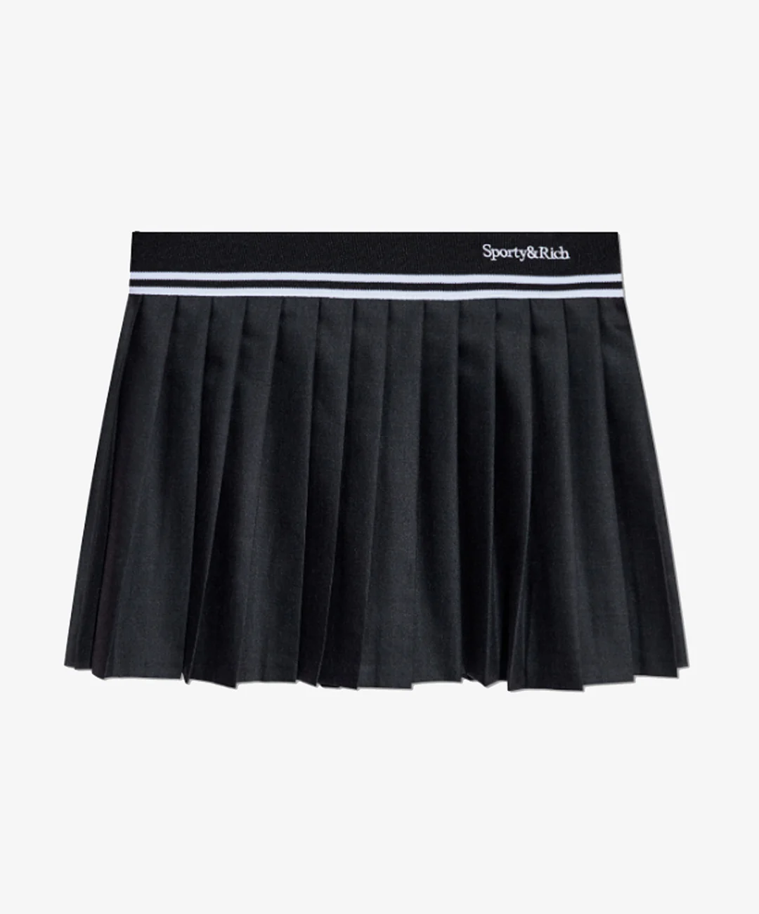 SPORTY & RICH | ABIGAIL WOOL PLEATED SKIRT { BLACK - Image 4