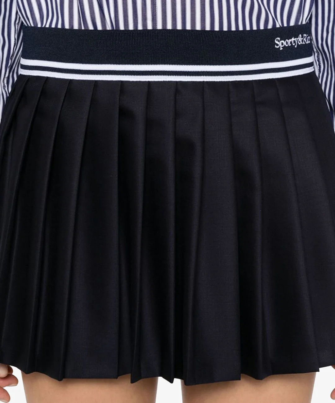 SPORTY & RICH | ABIGAIL WOOL PLEATED SKIRT { NAVY - Image 3