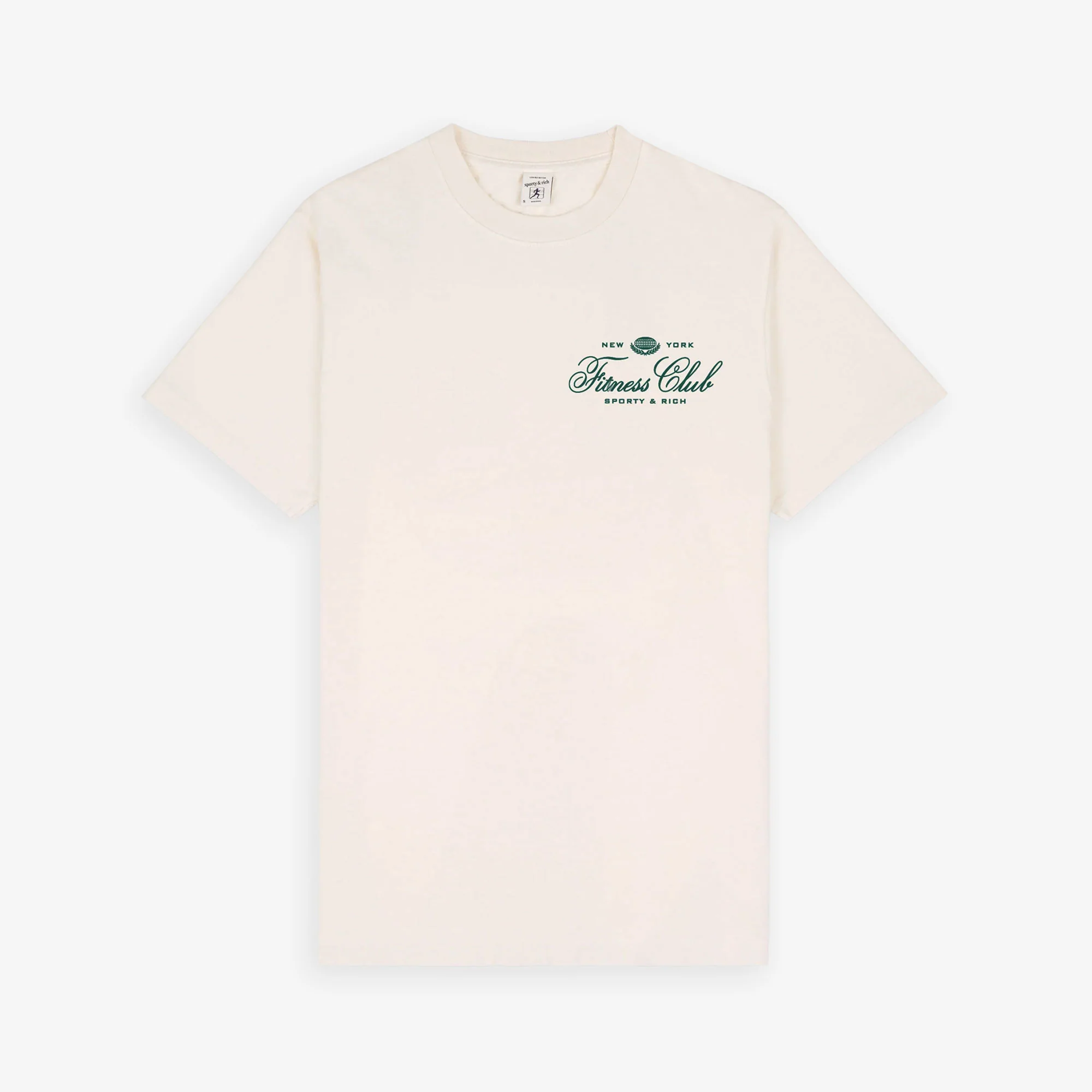SPORTY & RICH | FITNESS WORLD T-SHIRT { CREAM/ALPINE