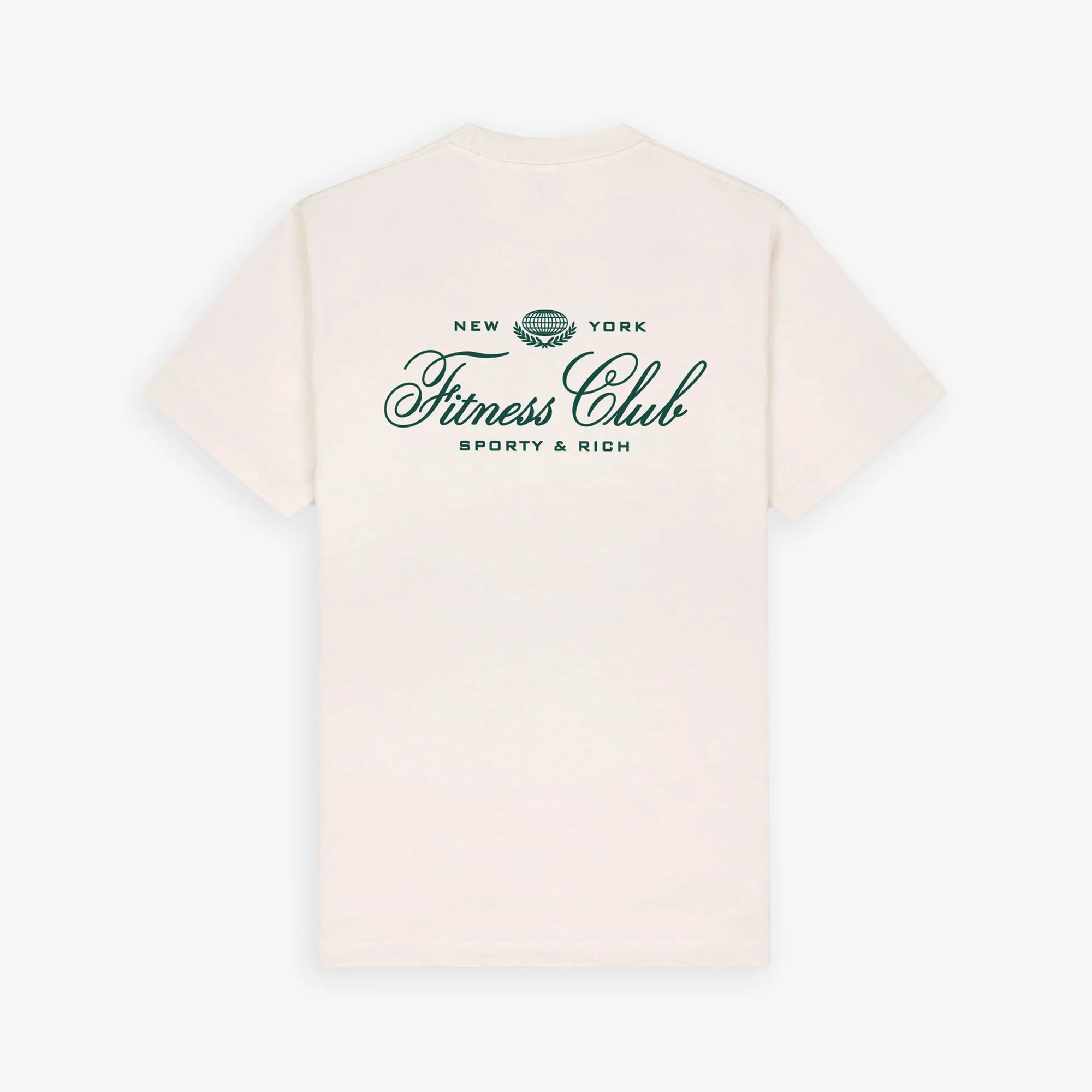 SPORTY & RICH | FITNESS WORLD T-SHIRT { CREAM/ALPINE - Image 2
