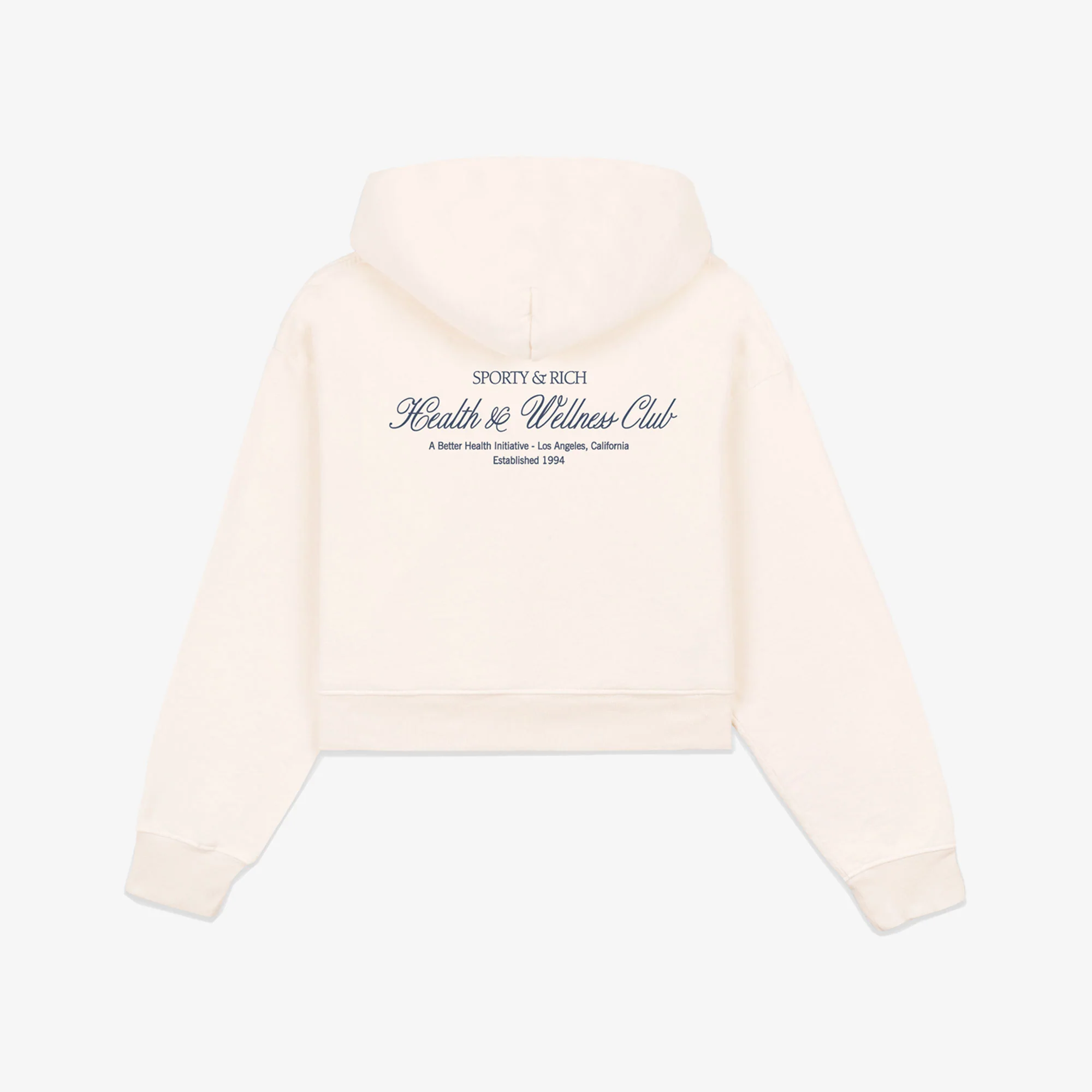 SPORTY & RICH | H&W CLUB CROPPED HOODIE { CREAM/NAVY - Image 2