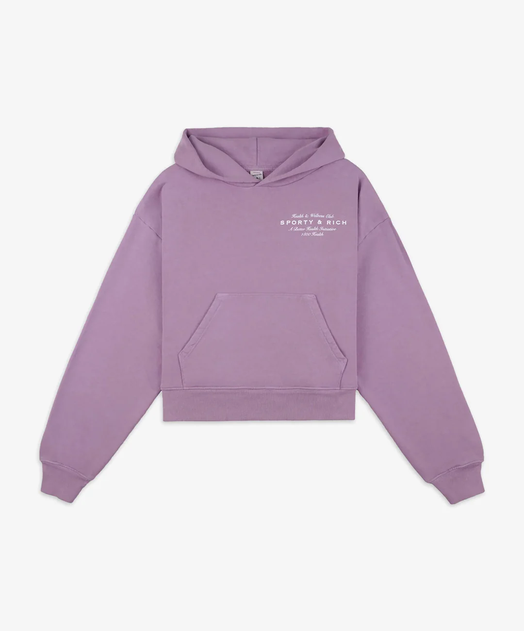 SPORTY & RICH | HEALTH INITIATIVE CROPPED HOODIE { SOFT LAVENDER/WHITE