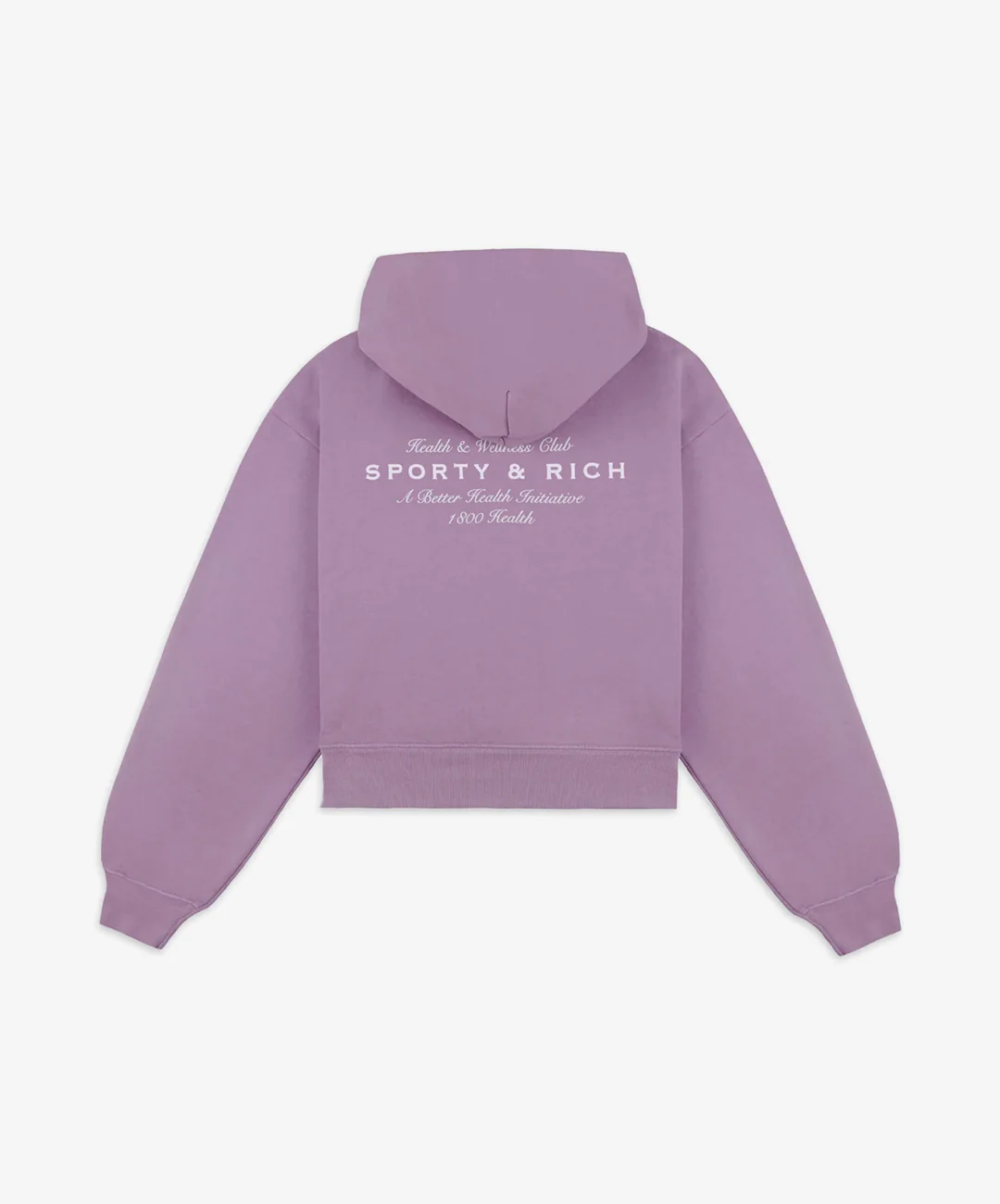 SPORTY & RICH | HEALTH INITIATIVE CROPPED HOODIE { SOFT LAVENDER/WHITE - Image 2