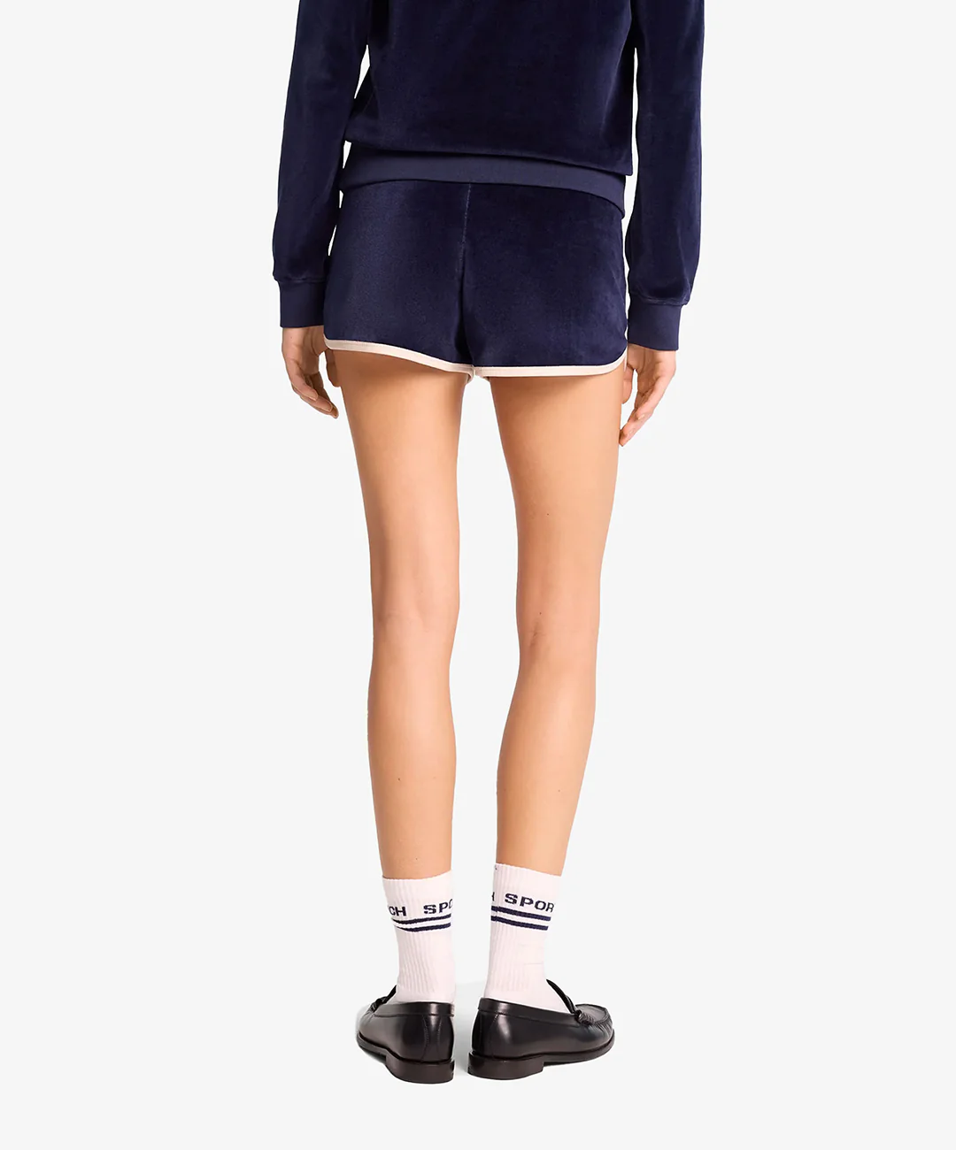 SPORTY & RICH | NY CREST VELOUR SHORT { NAVY/CREAM - Image 6