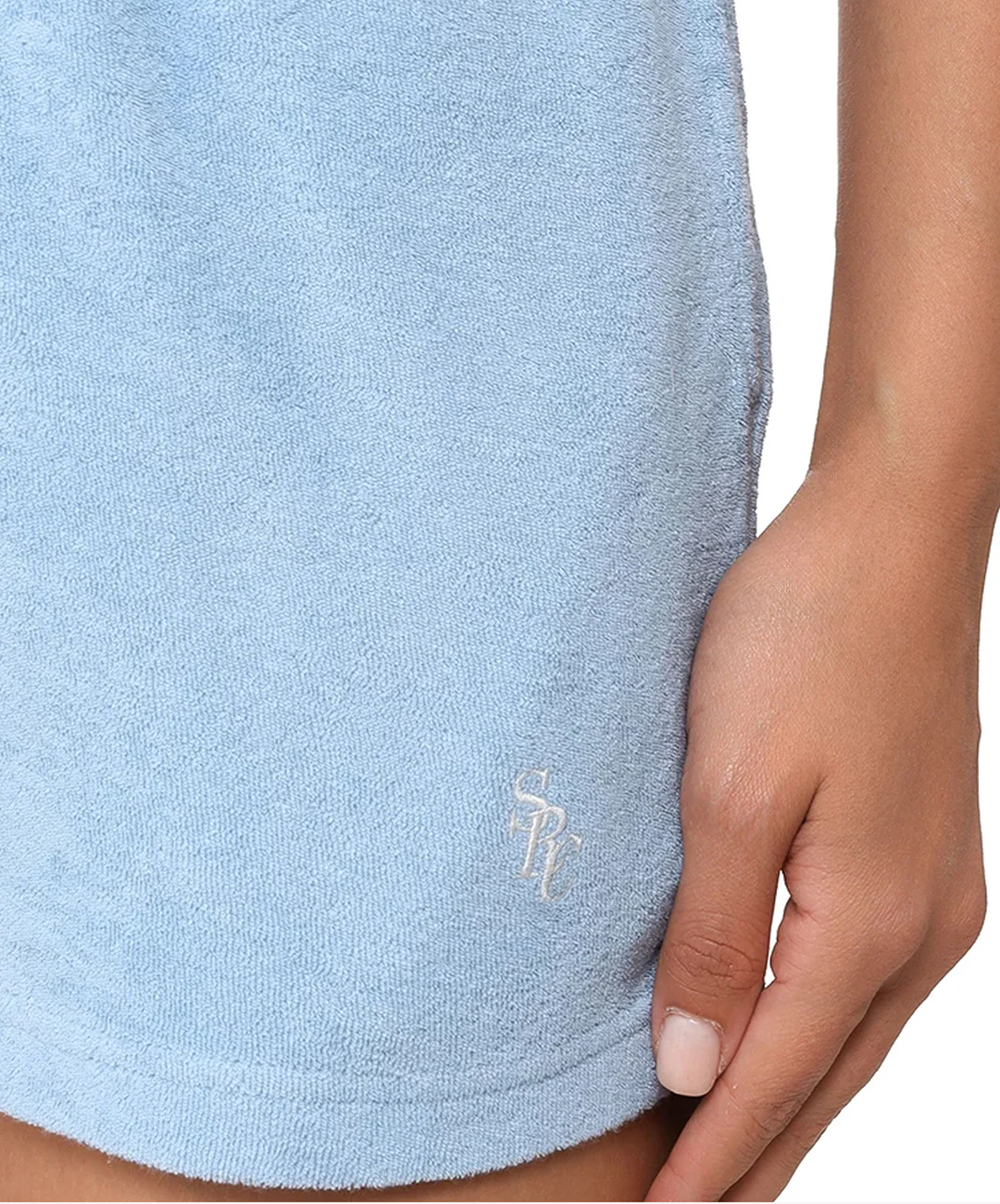 SPORTY & RICH | SRC TERRY SHORTS { SKY BLUE/WHITE - Image 4