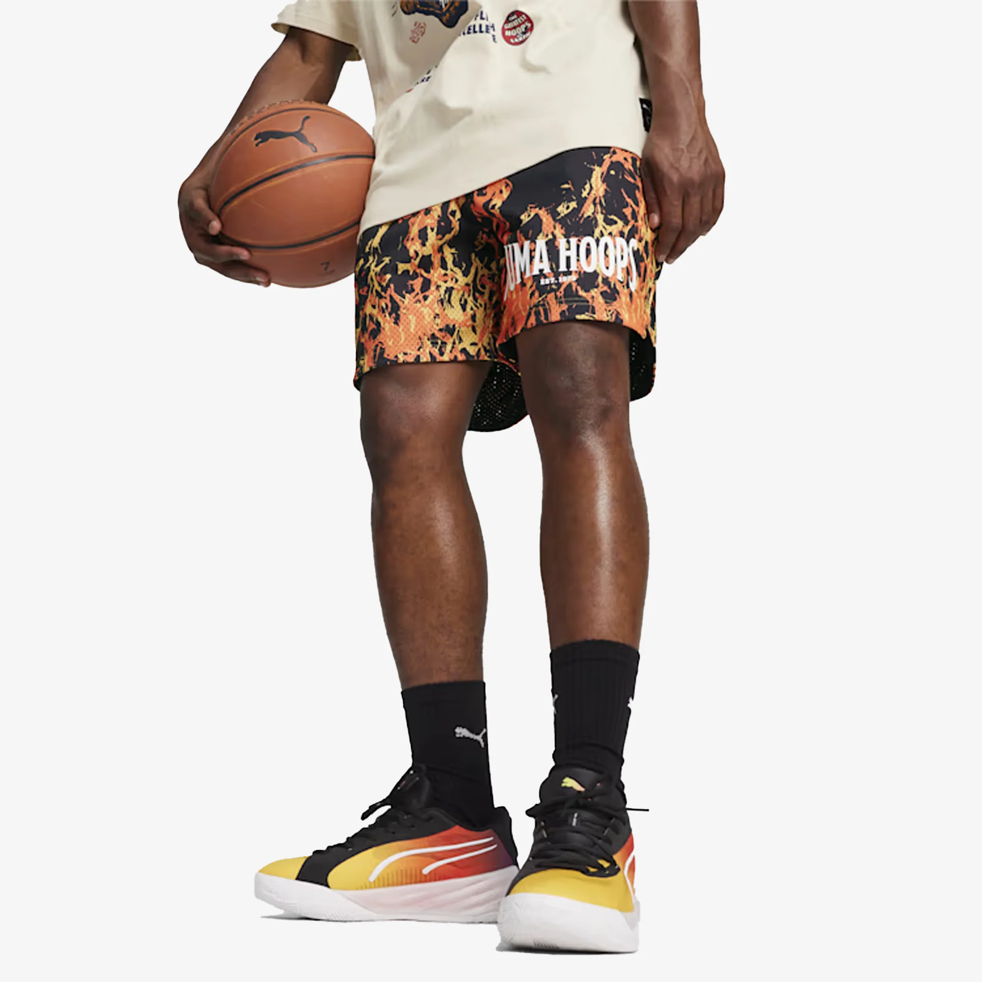 Puma | STRAIGHT FLAMES BASKETBALL SHORTS { BLACK