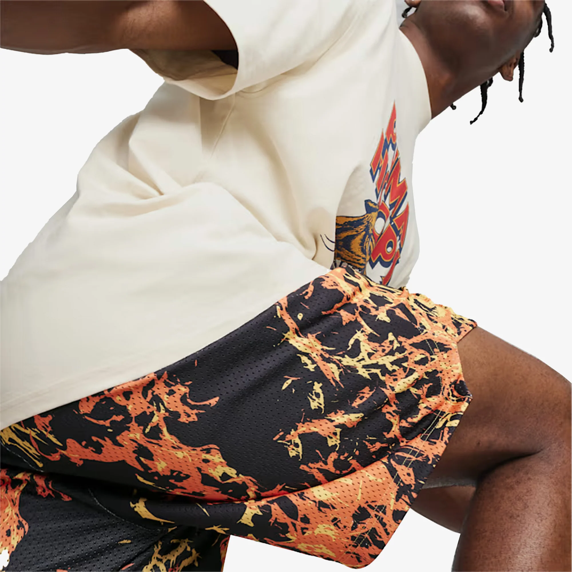 Puma | STRAIGHT FLAMES BASKETBALL SHORTS { BLACK - Image 6