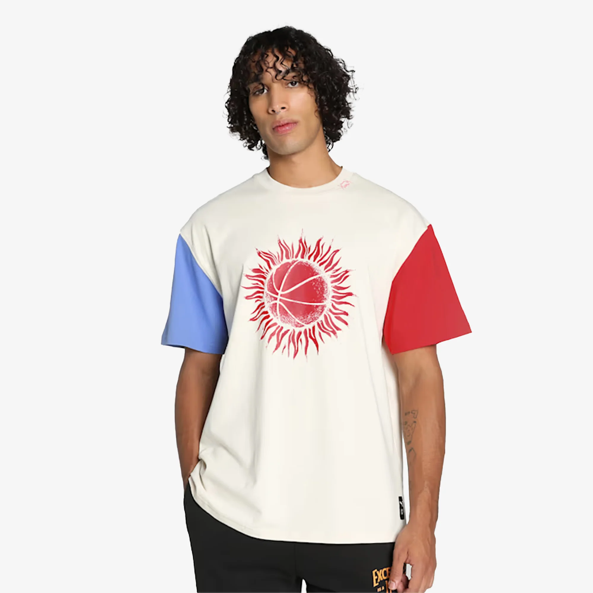 Puma | SUN BALL BASKETBALL T-SHIRT { ALPINE SNOW/RED/BLUE