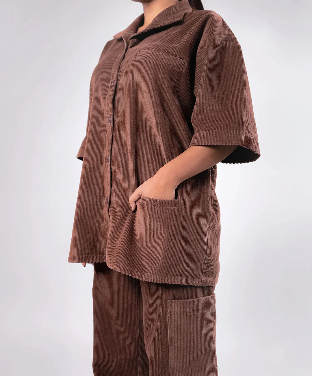 SUPERKICKS | CORDUROY SHIRT { MUD BROWN - Image 2
