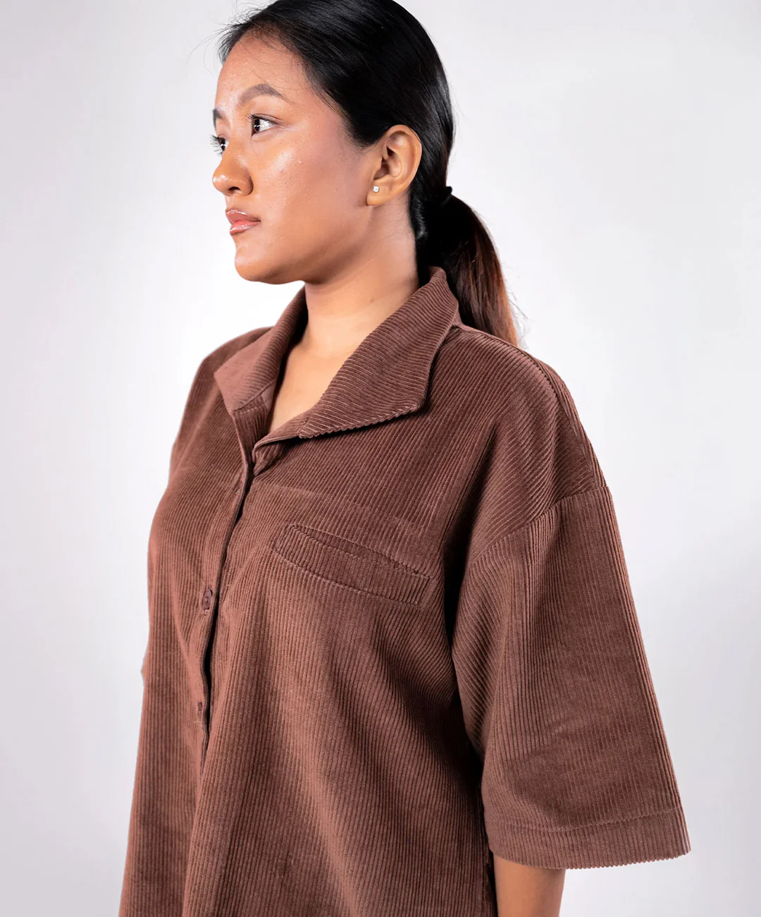 SUPERKICKS | CORDUROY SHIRT { MUD BROWN - Image 3