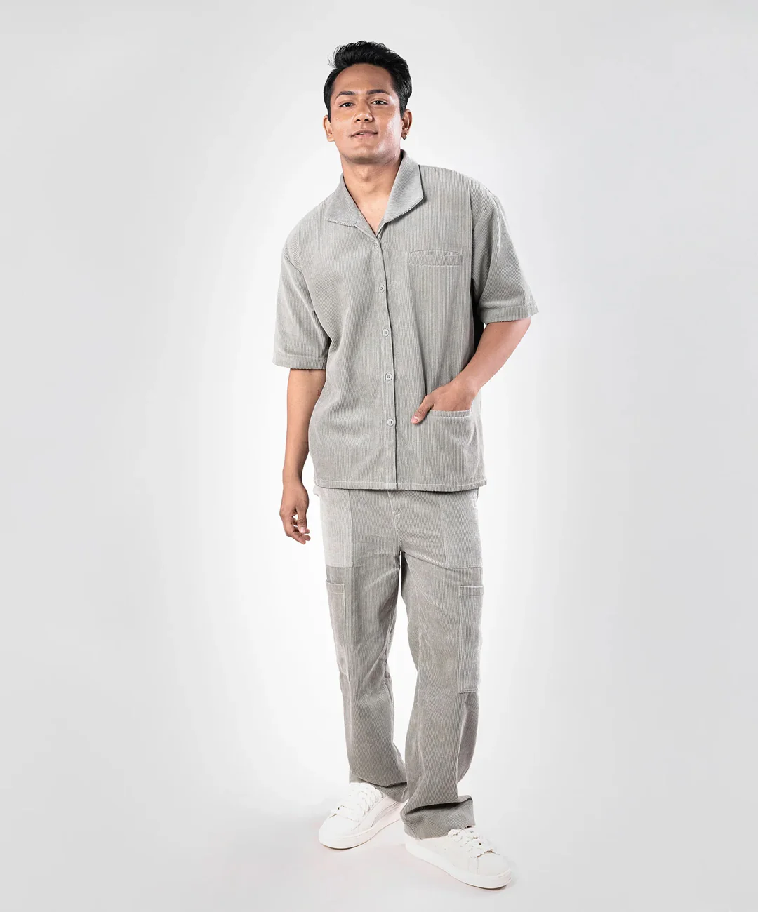 SUPERKICKS | CORDUROY SHIRT { SLATE GREY - Image 2