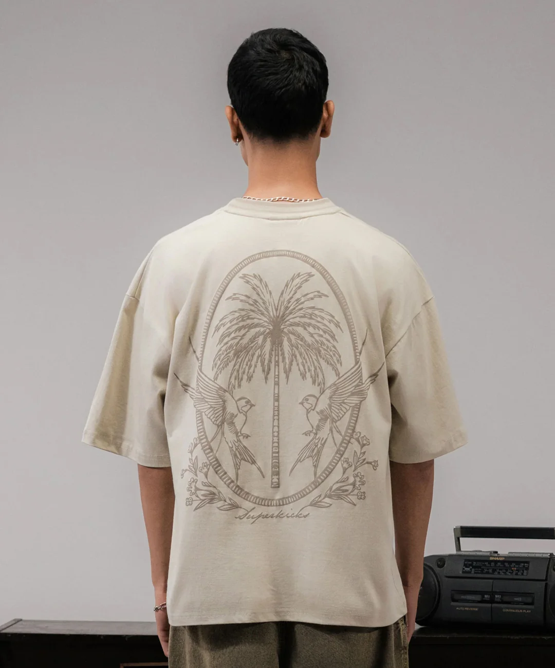 SUPERKICKS | PALM TEE { BEIGE/BROWN - Image 2
