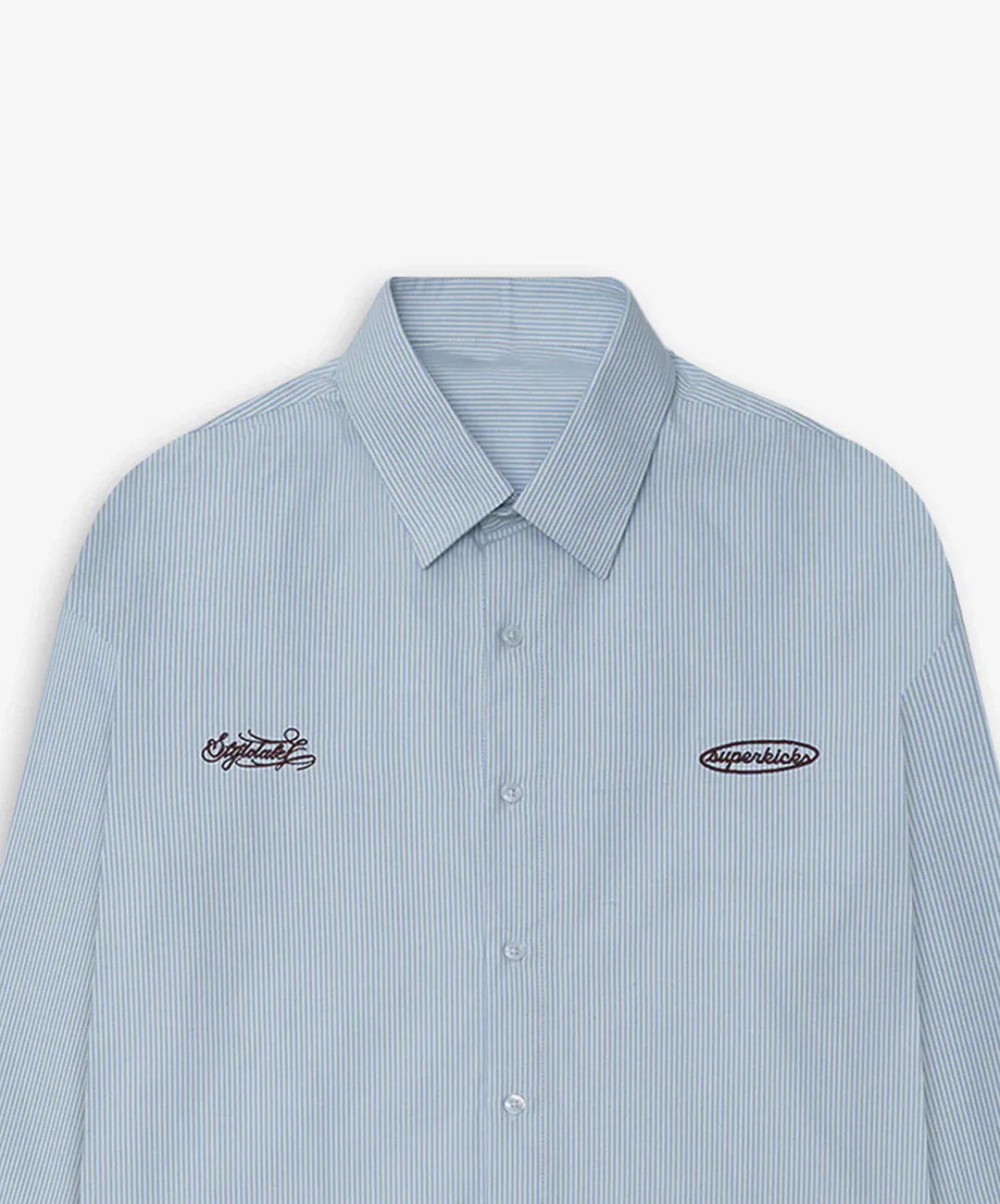 SUPERKICKS | PINSTRIPE SHIRT { BLUE - Image 5