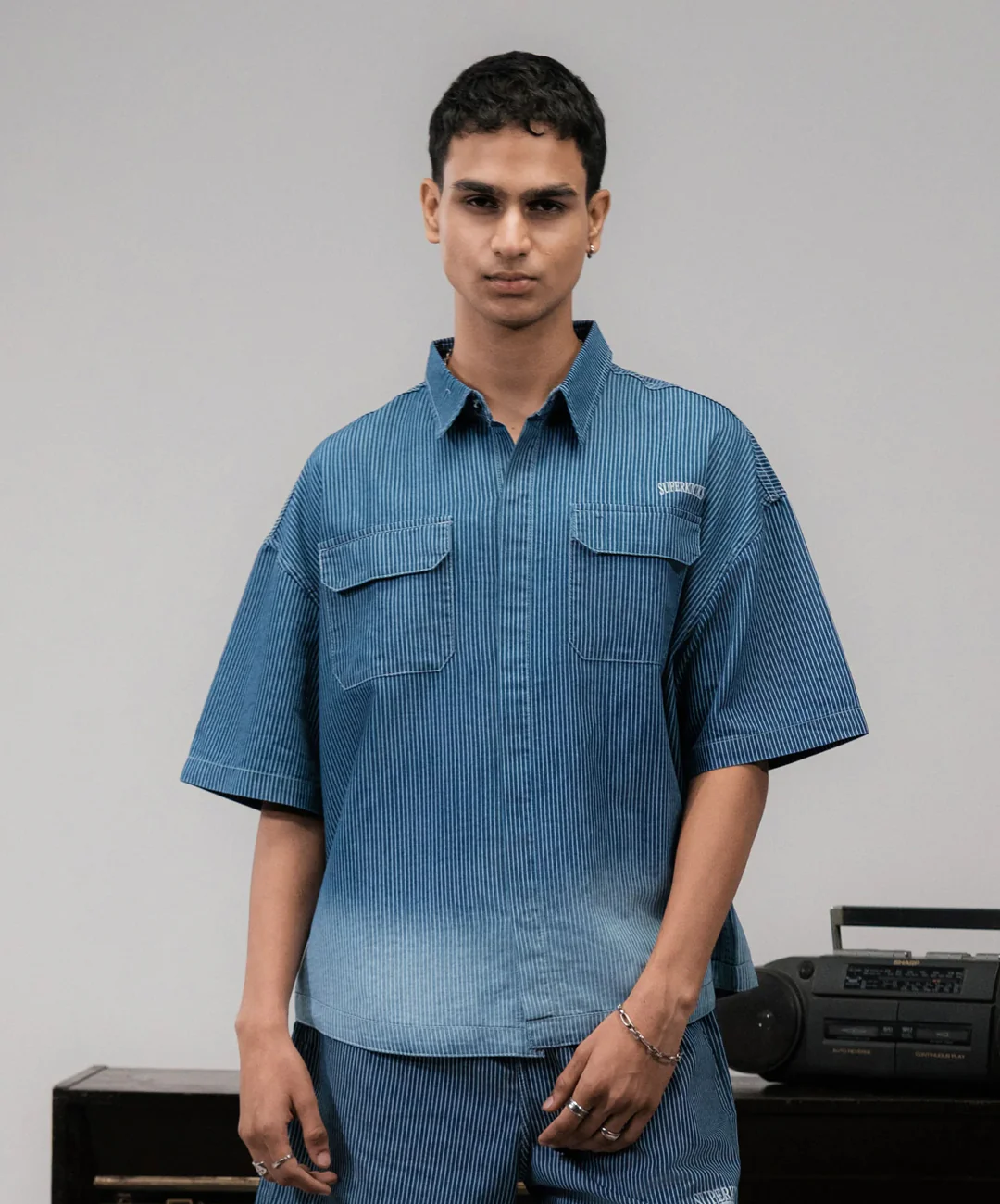 SUPERKICKS | PINSTRIPE SHIRT { BLUE/WHITE