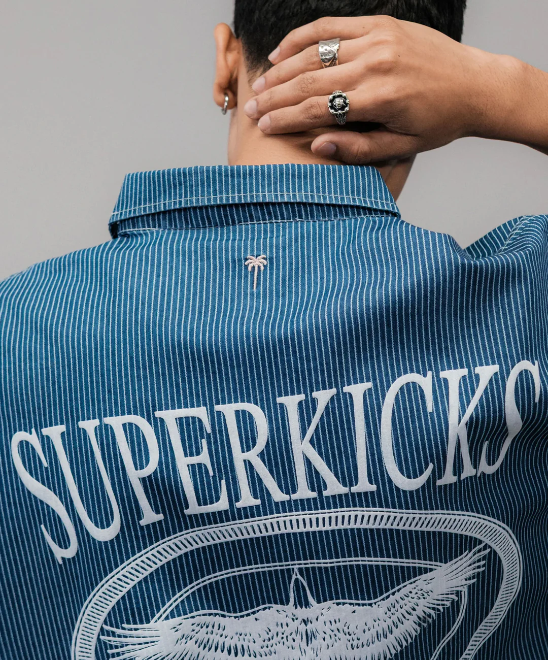 SUPERKICKS | PINSTRIPE SHIRT { BLUE/WHITE - Image 4