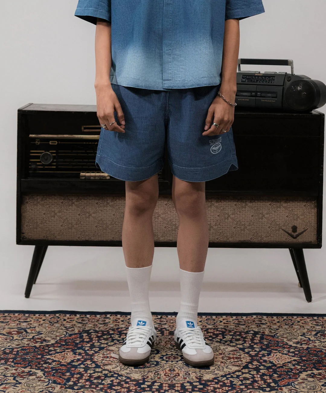 SUPERKICKS | PINSTRIPE SHORTS { BLUE