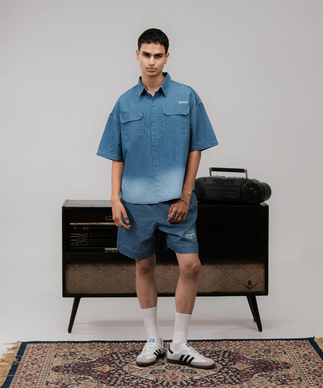 SUPERKICKS | PINSTRIPE SHORTS { BLUE - Image 6