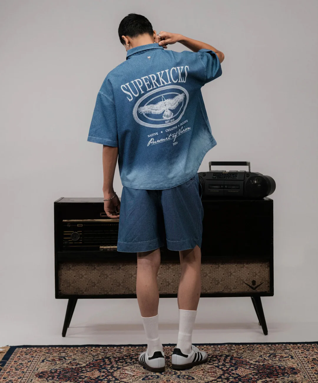 SUPERKICKS | PINSTRIPE SHORTS { BLUE - Image 7