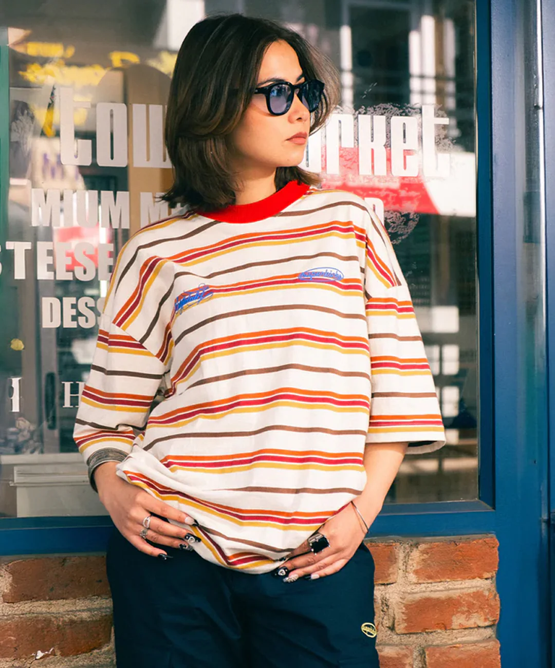 SUPERKICKS | PINSTRIPE TEE { CREAM - Image 2