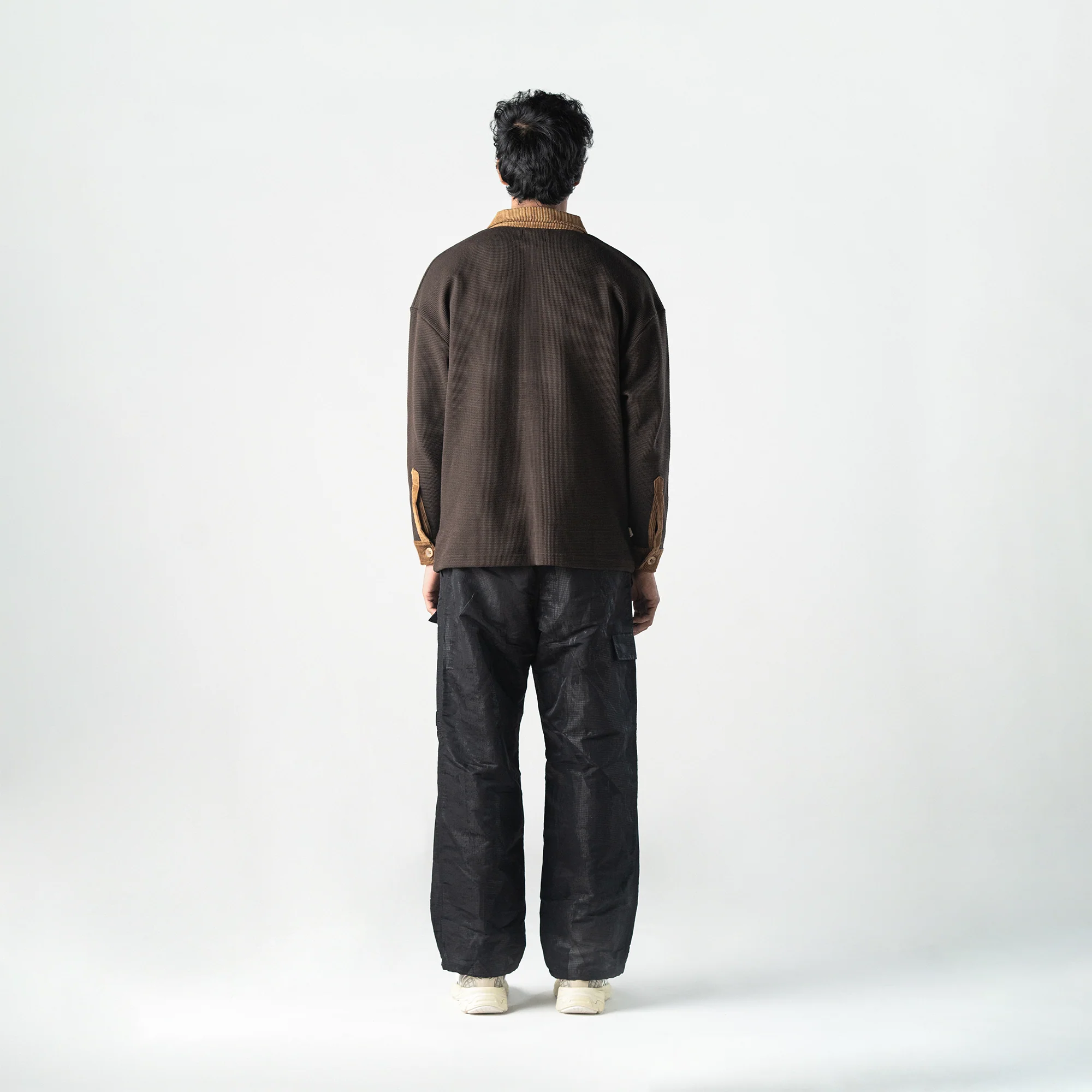 Superkicks | POLO: WAFFLE KNIT WITH CORDUROY DETAILS { BROWN - Image 3