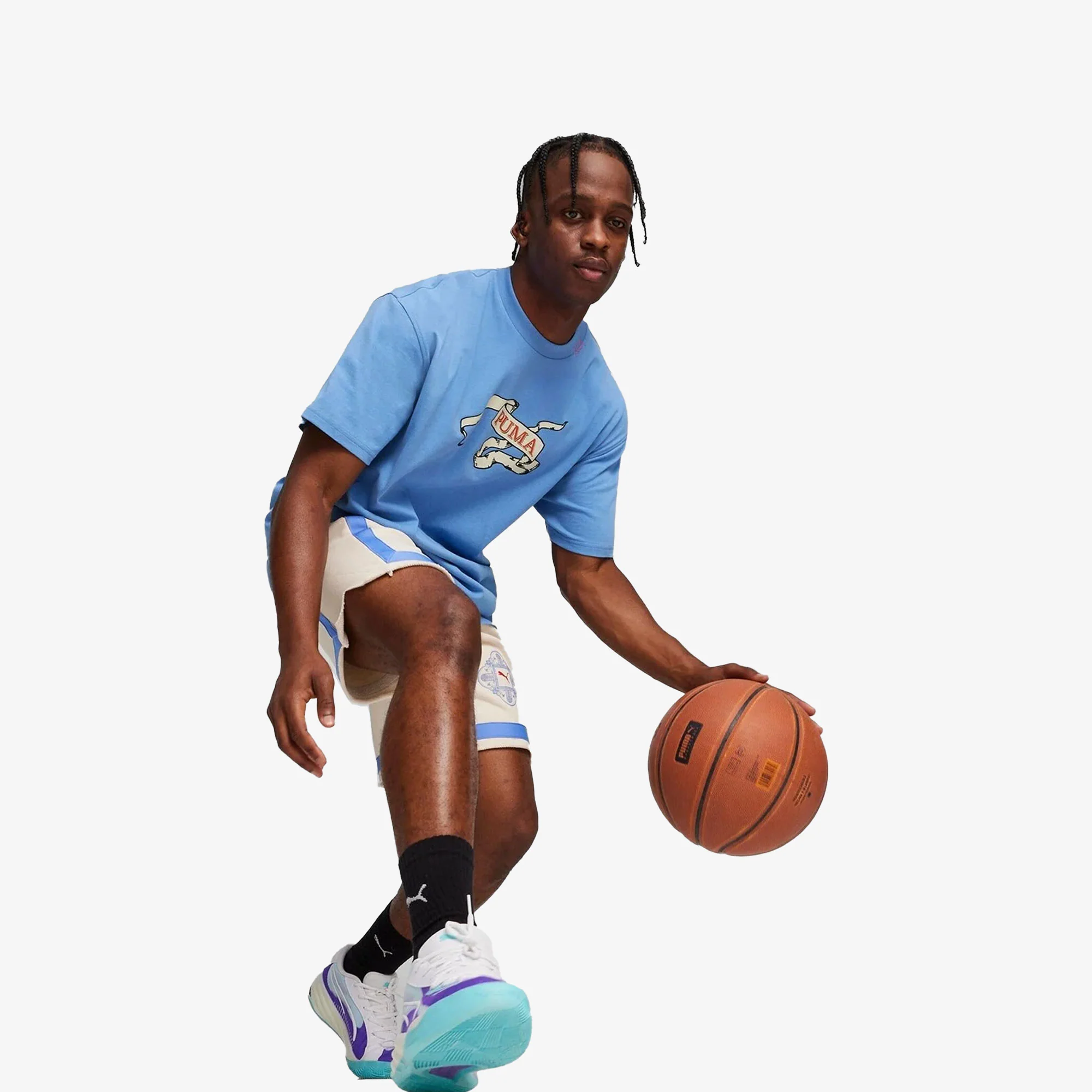 PUMA | SUPERSTITION BASKETBALL TERRY SHORTS { ALPINE SNOW - Image 5