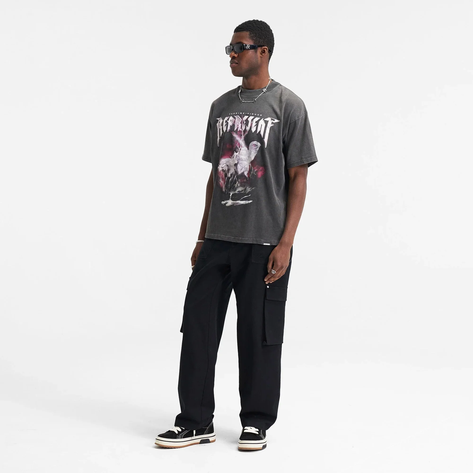 Represent | TAKE ME HIGHER T-SHIRT { VINTAGE GREY - Image 4